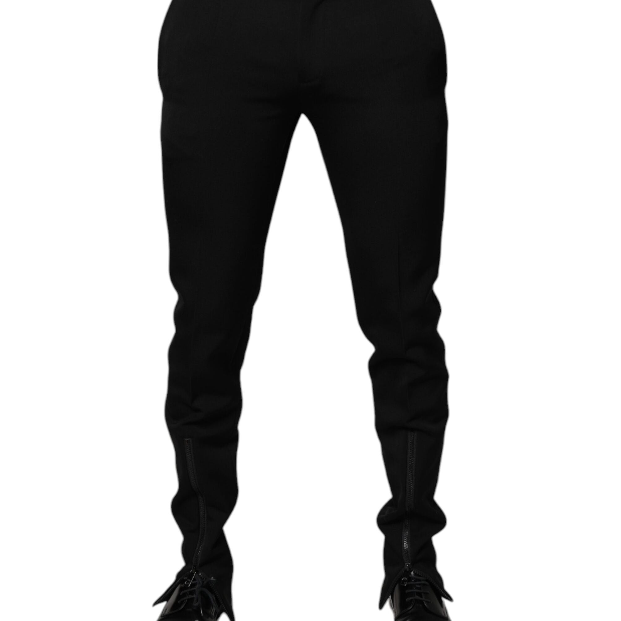 Dolce & Gabbana Black Wool Tapered Formal Dress Pants