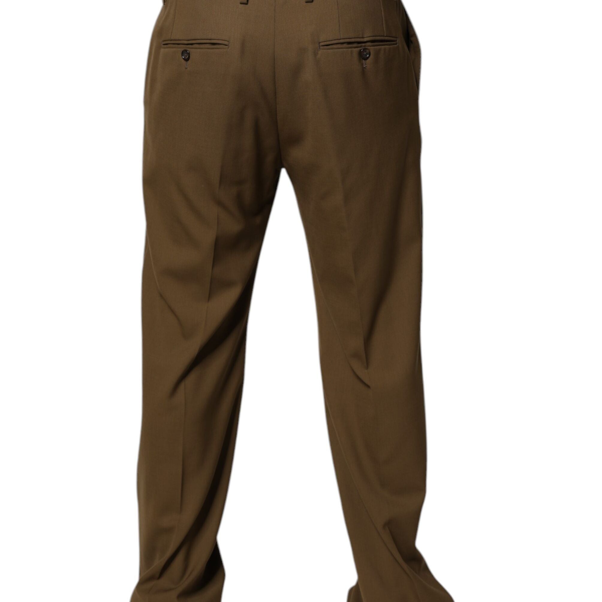 Dolce & Gabbana Brown Wool Straight Formal Dress Pants