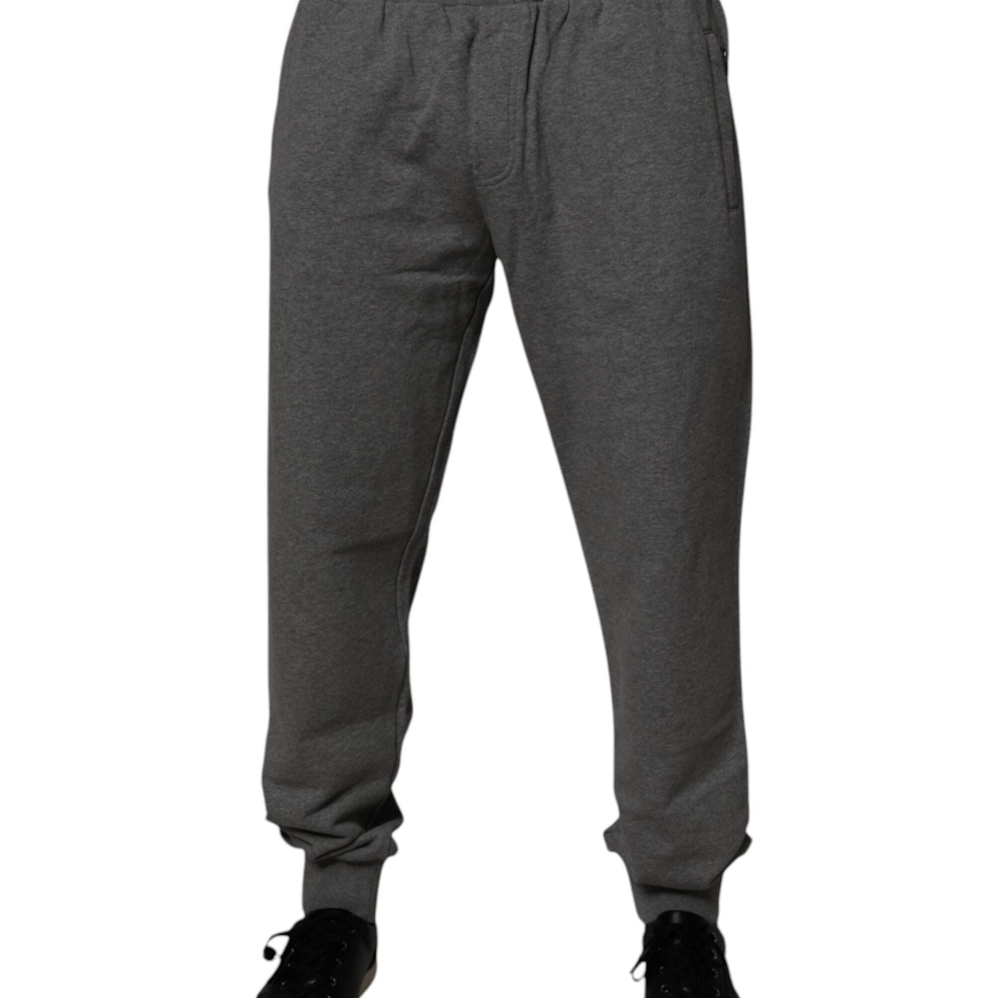 Dolce & Gabbana Gray Logo Cotton Jogger Men Sweatpants Pants