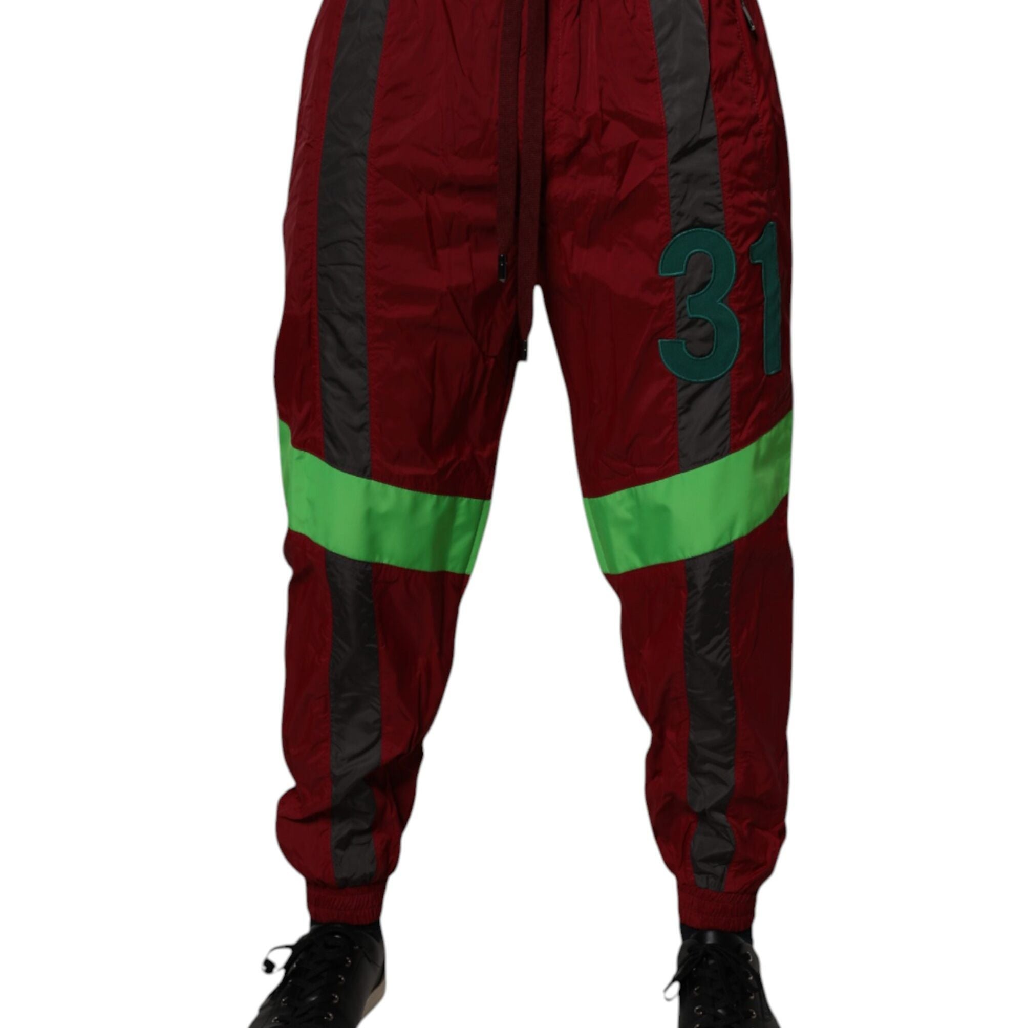Dolce & Gabbana Maroon Nylon Men Jogger Sweatpants Pants