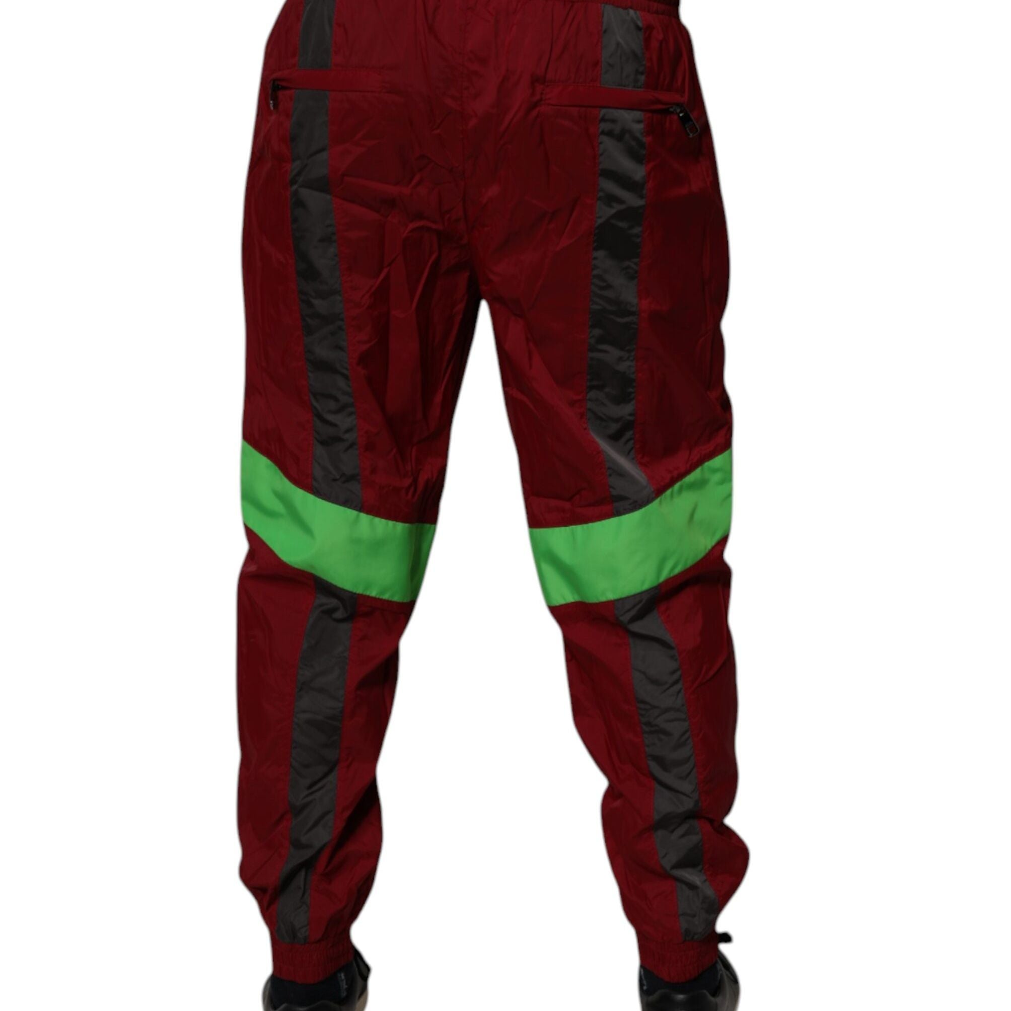 Dolce & Gabbana Maroon Nylon Men Jogger Sweatpants Pants