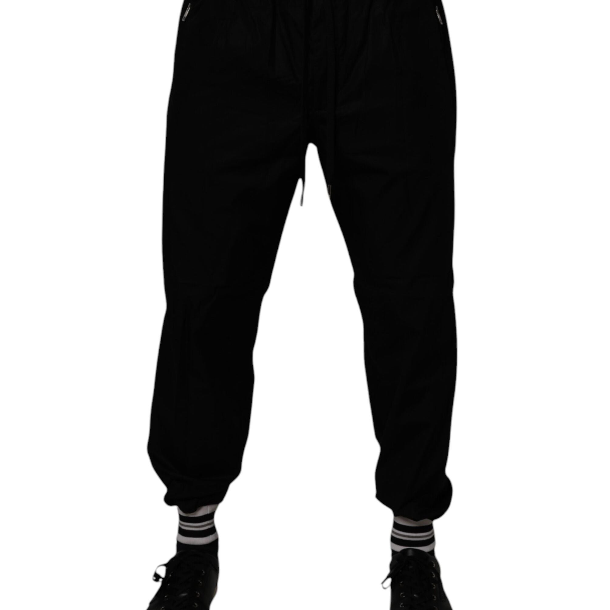 Dolce & Gabbana Black Cotton Men Jogger Sweatpants Pants