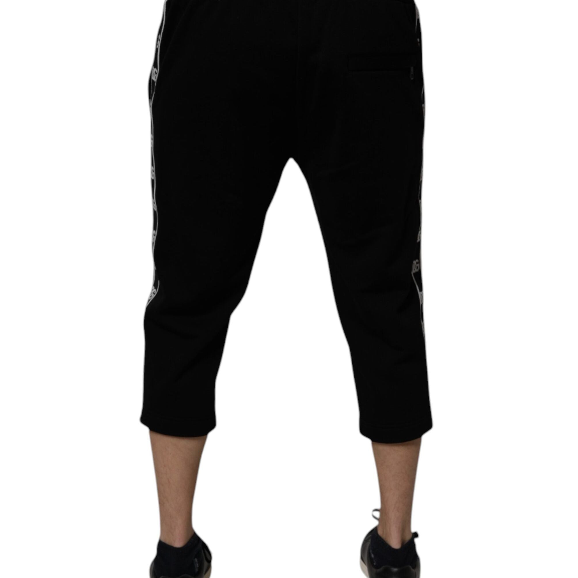 Dolce & Gabbana Black Cotton Blend Cropped Sweatpants Pants