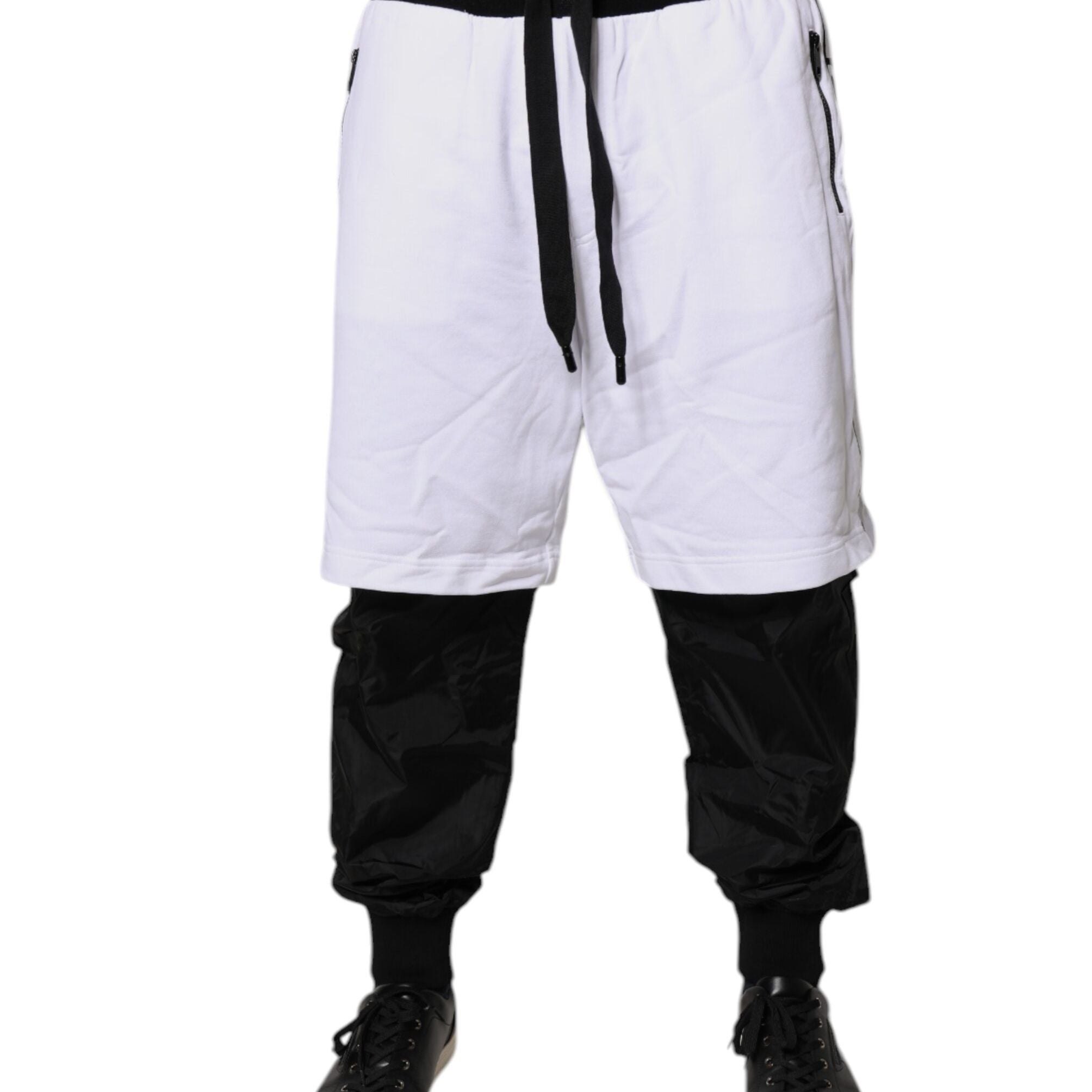 Dolce & Gabbana Black White Cotton Layered Sweatpants Pants