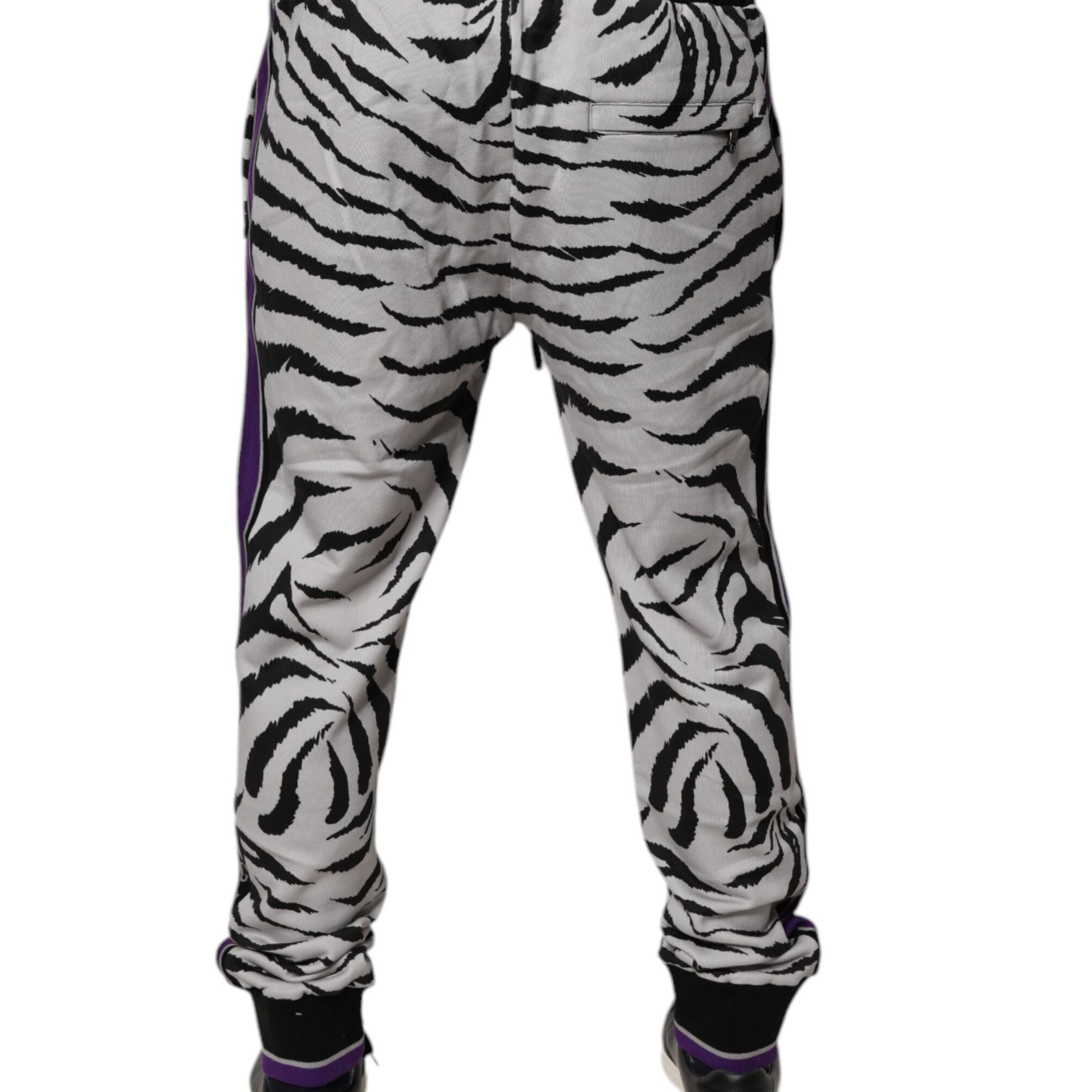 Dolce & Gabbana Black White Zebra Men Jogger Sweatpants Pants