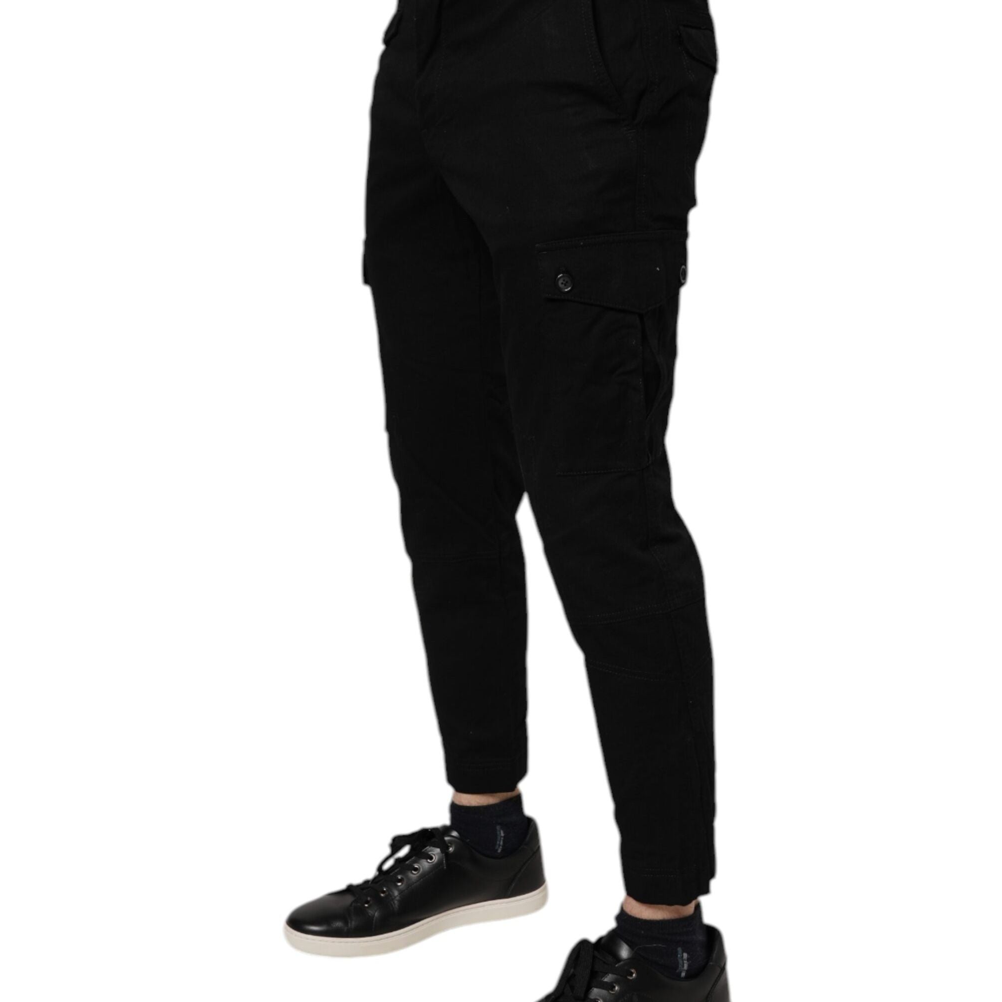 Dolce & Gabbana Black Cotton Stretch Skinny Cargo Denim Jeans