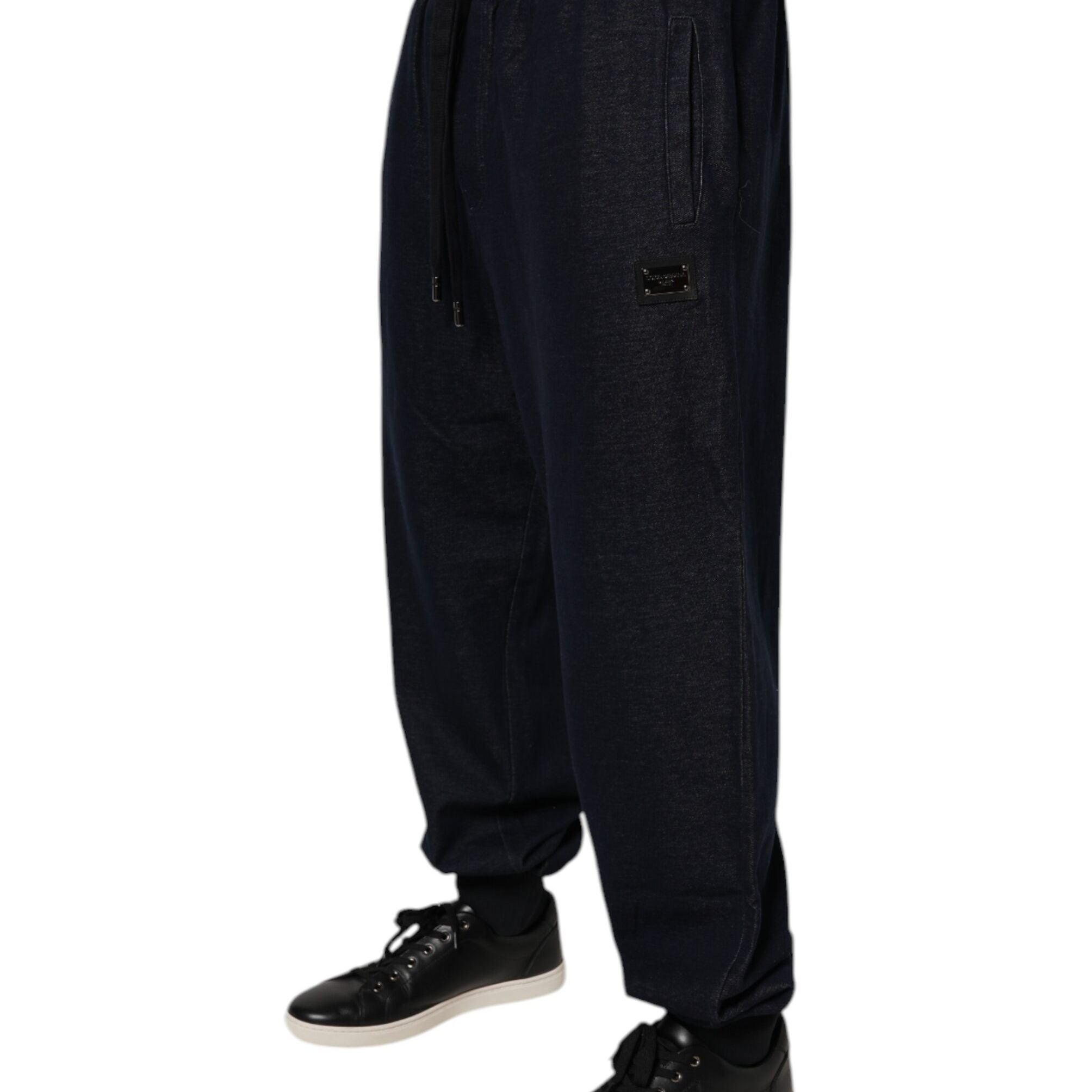 Dolce & Gabbana Black Jacquard Cotton Jogger Sweatpants Pants