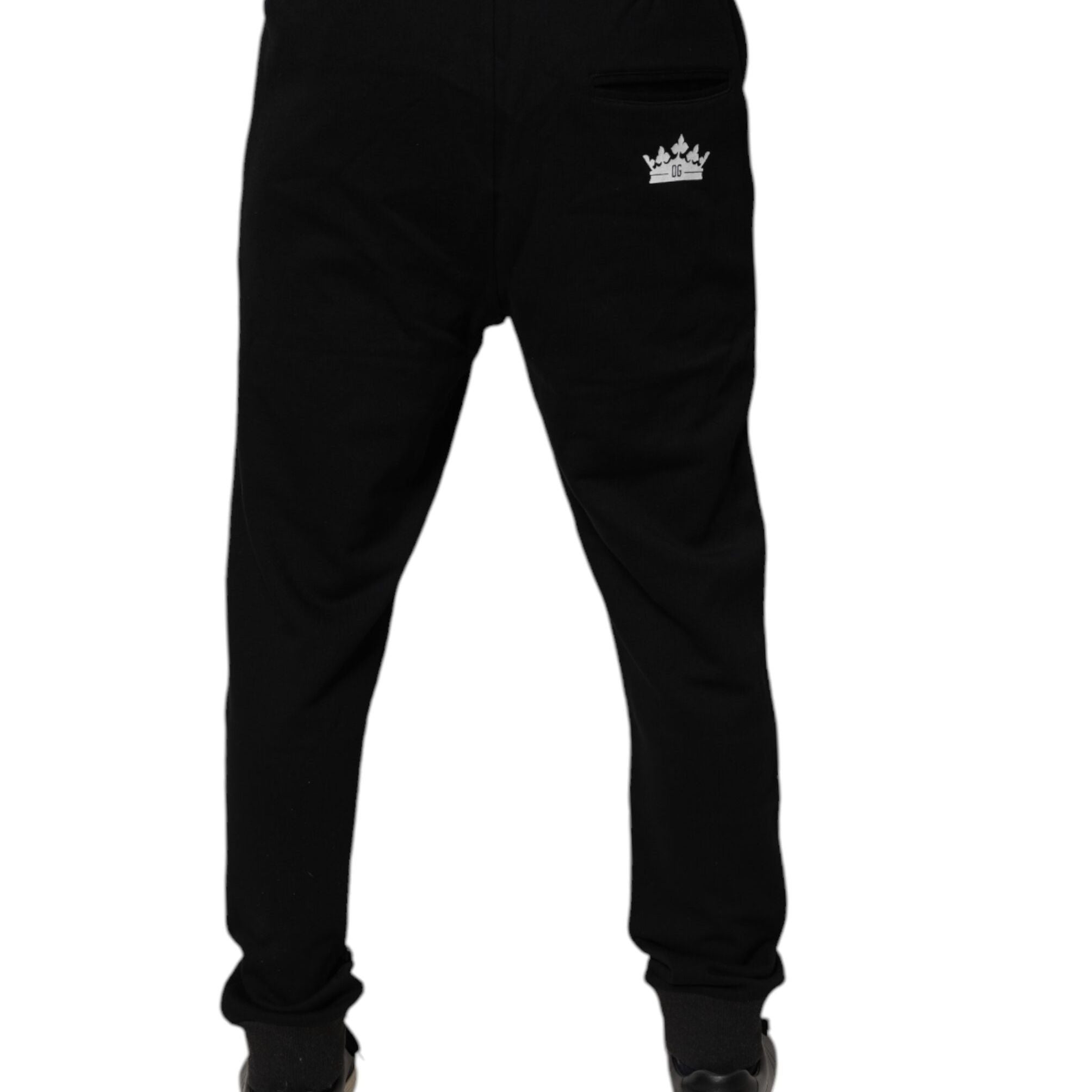 Dolce & Gabbana Black Logo Men Jogger Cotton Sweatpants Pants
