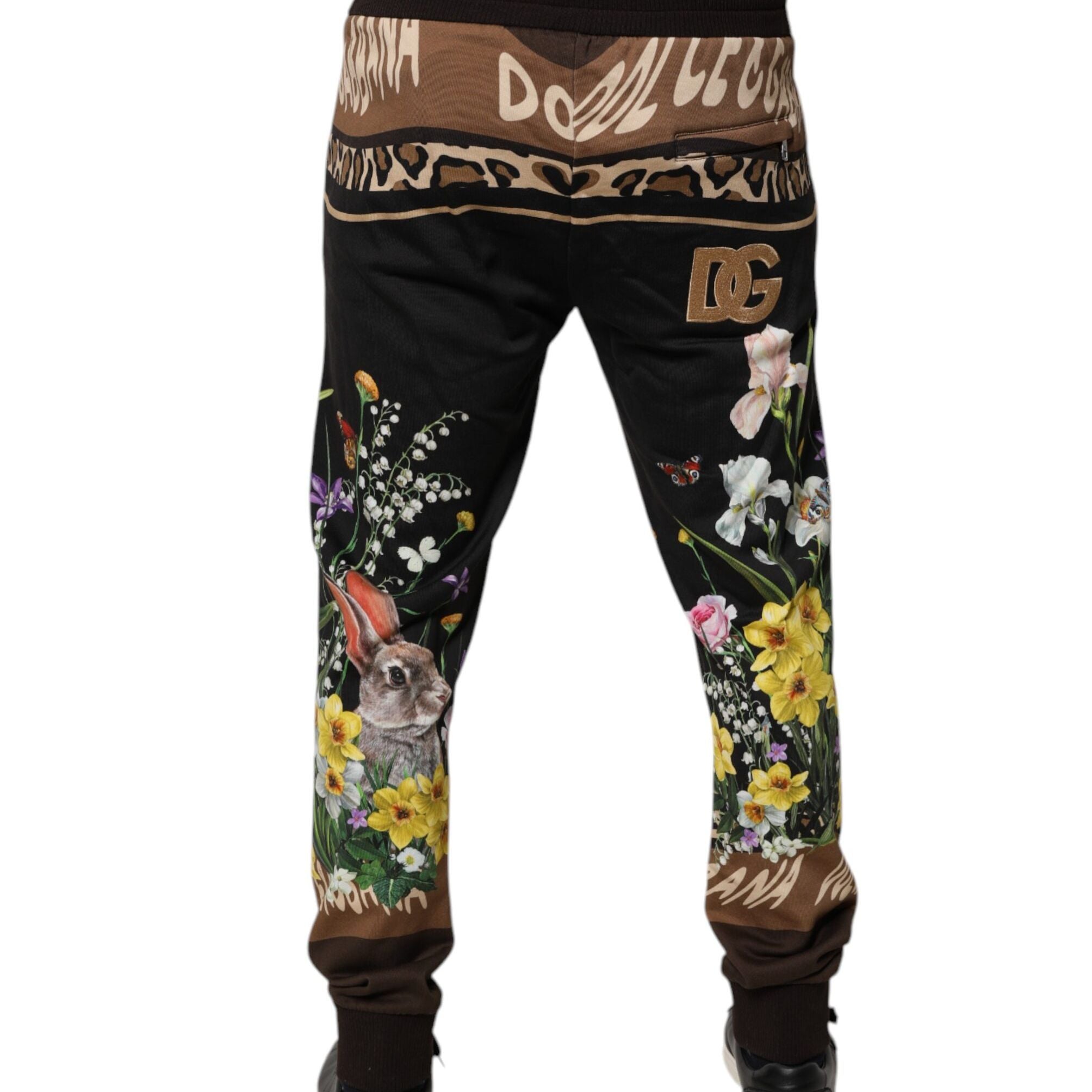 Dolce & Gabbana Black Floral Cotton Jogger Sweatpants Pants