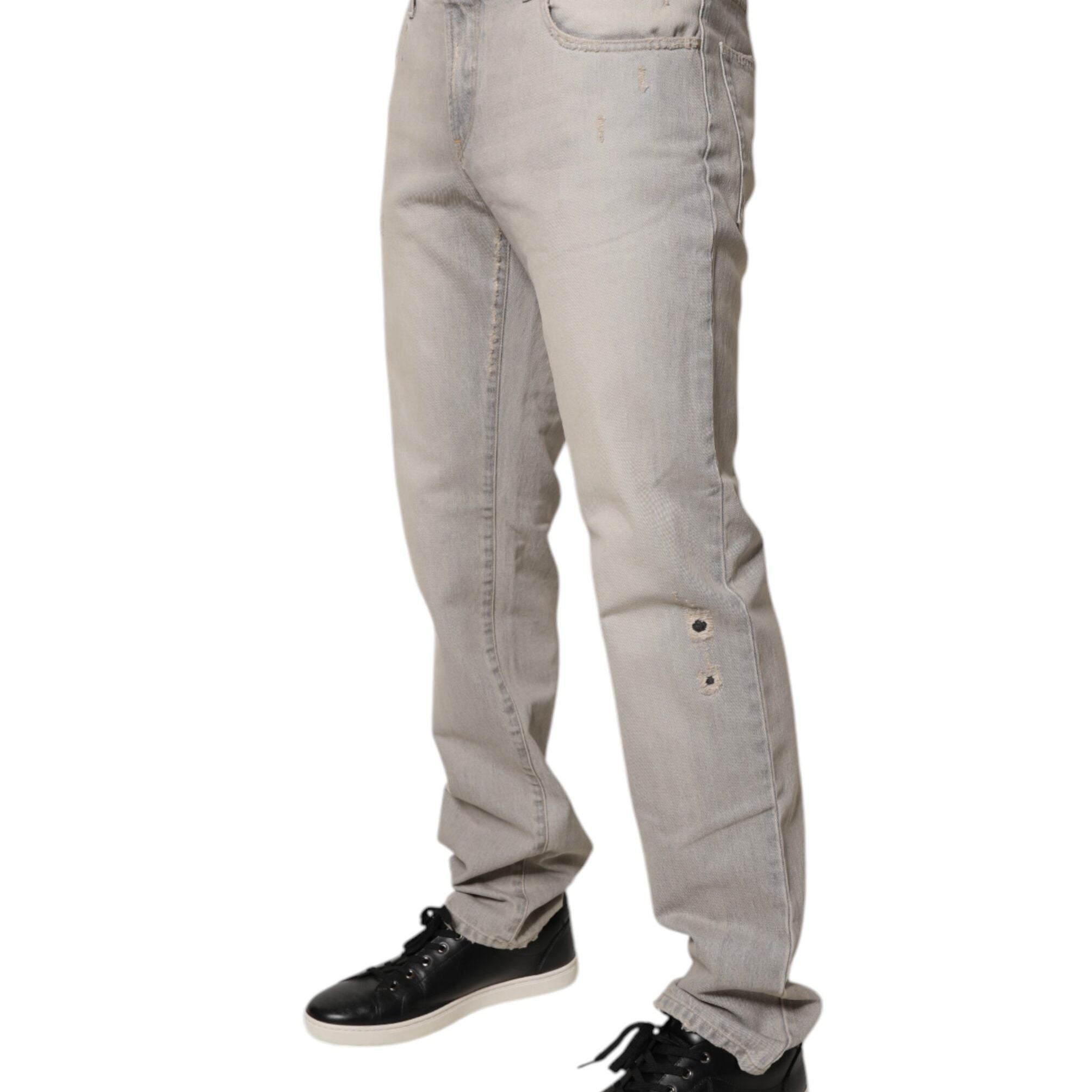 Dolce & Gabbana Light Gray Cotton Skinny Denim Jeans