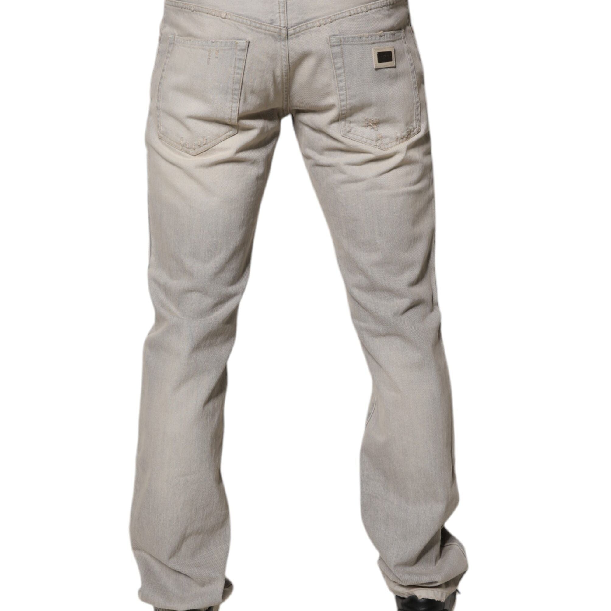Dolce & Gabbana Light Gray Cotton Skinny Denim Jeans
