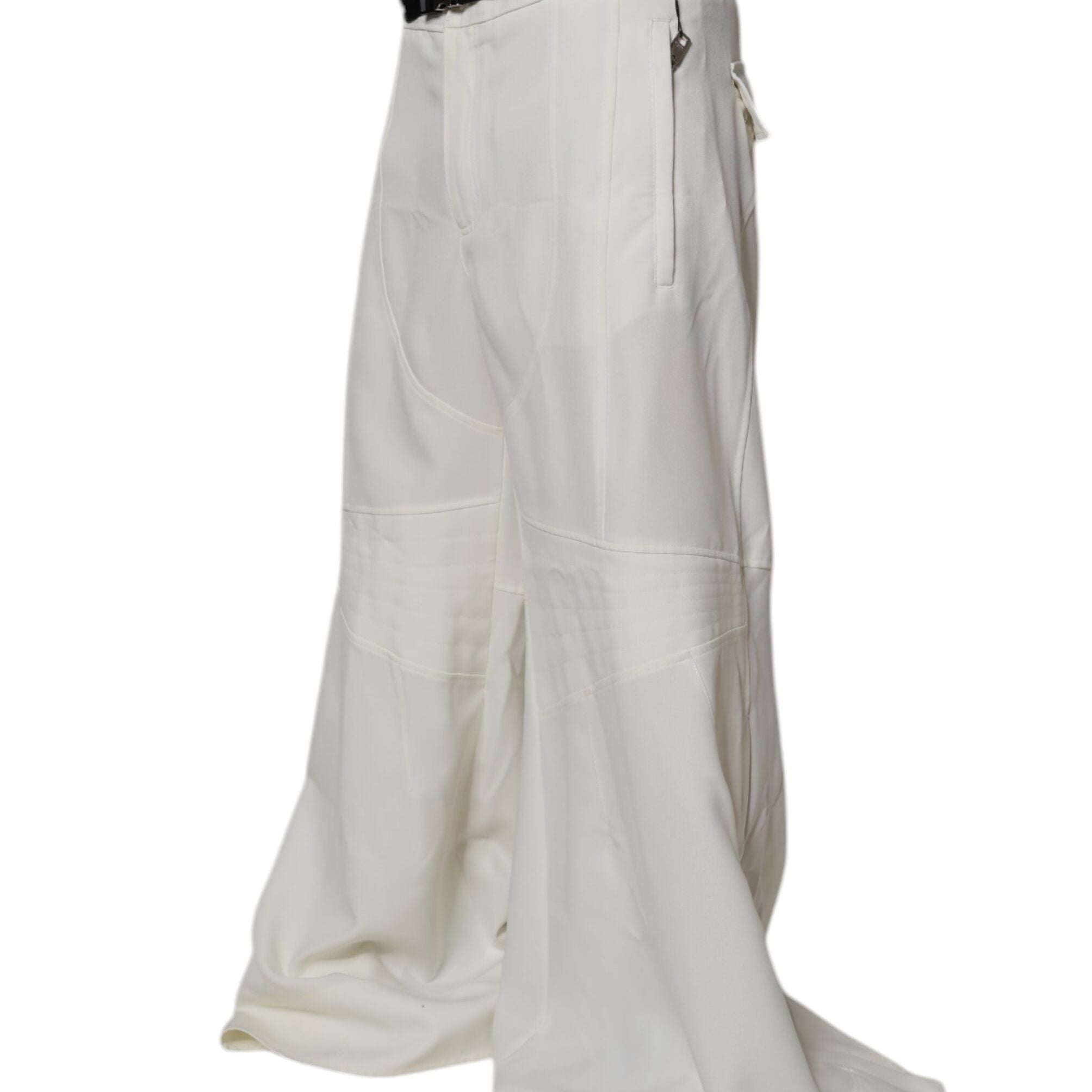 Dolce & Gabbana White Mid Waist Wide Leg Pants