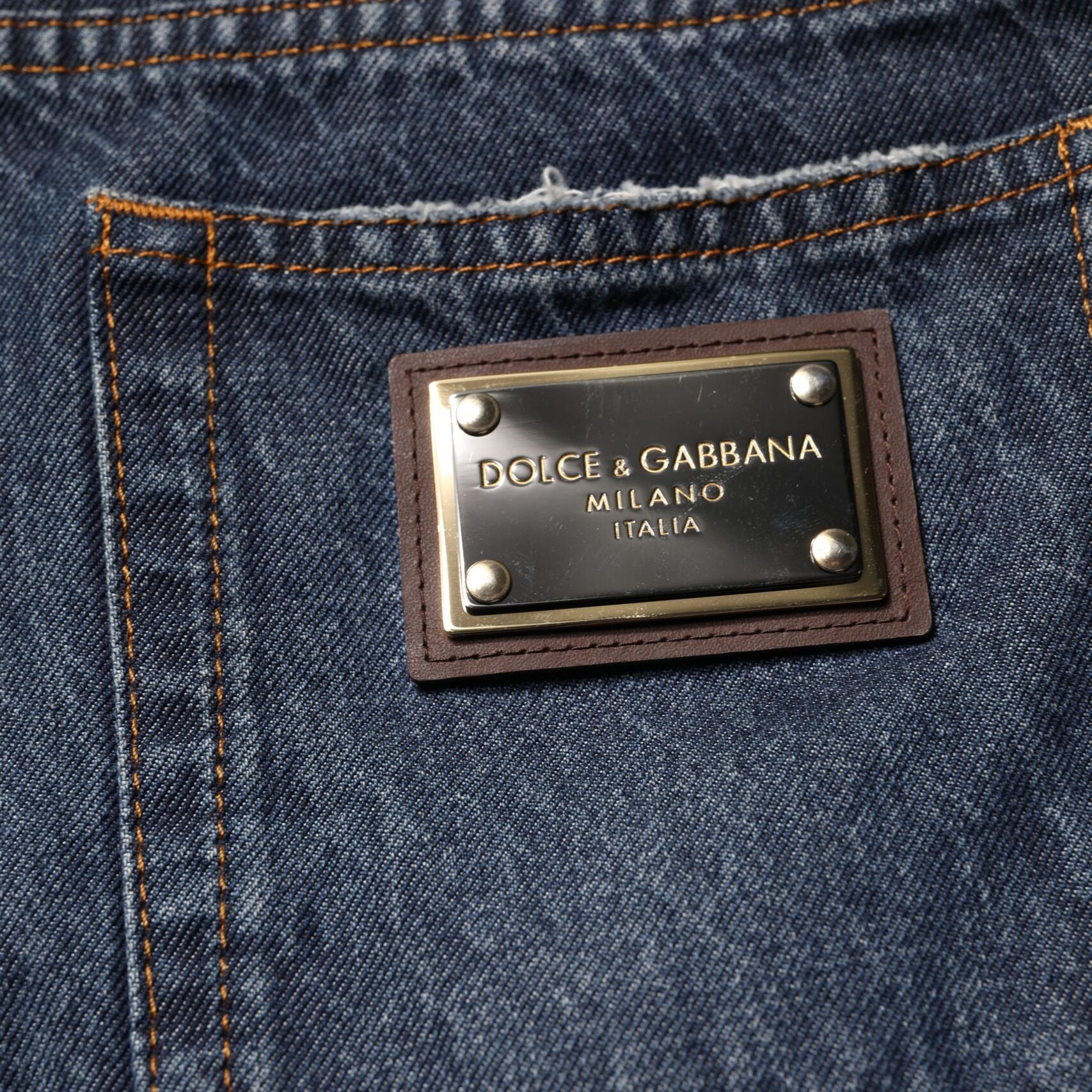 Dolce & Gabbana Beige Blue Floral Cotton Men Denim Jeans