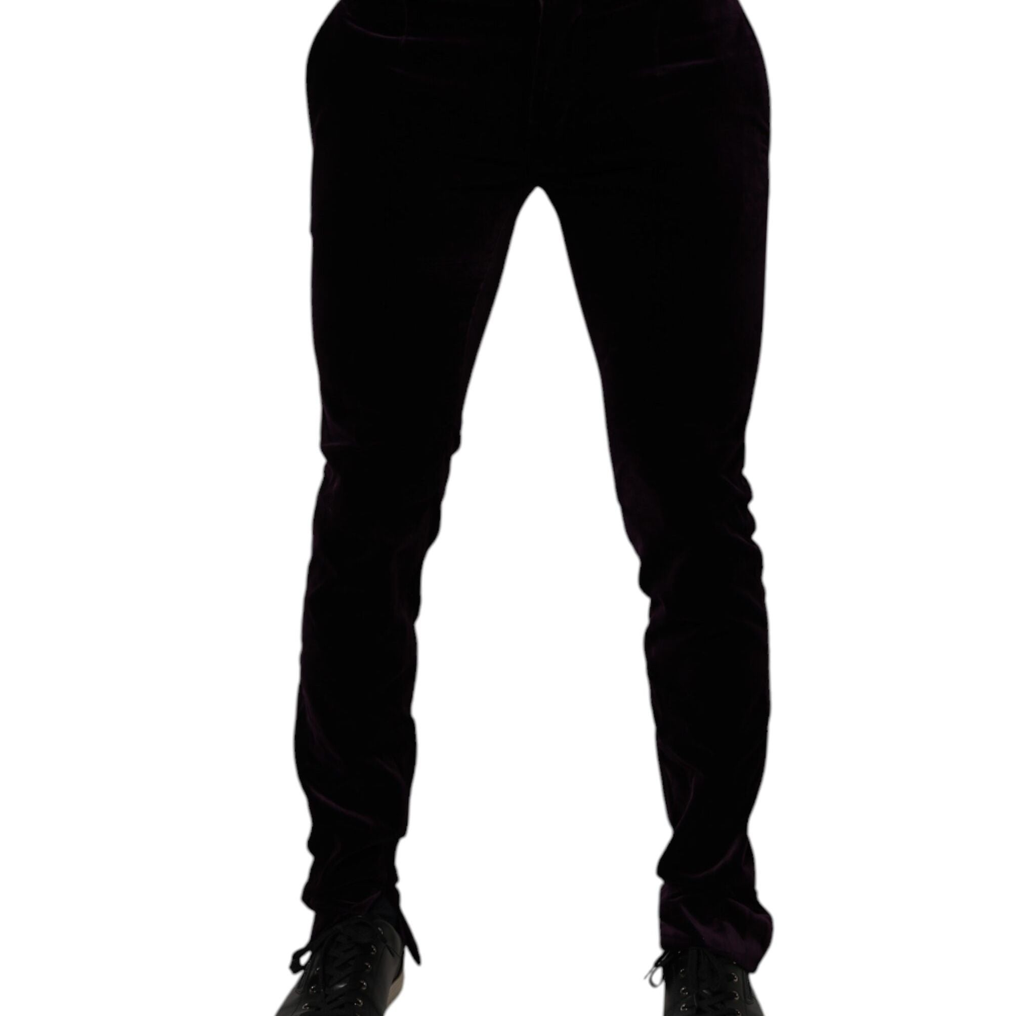 Dolce & Gabbana Violet Velvet Cotton Men Dress Formal Pants