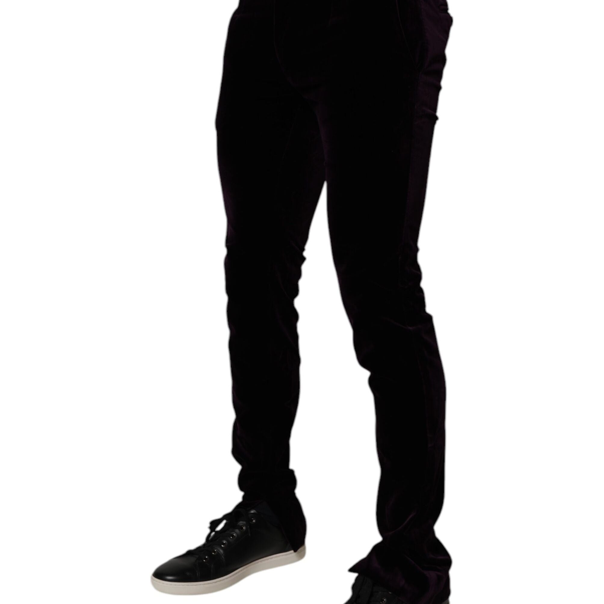 Dolce & Gabbana Violet Velvet Cotton Men Dress Formal Pants