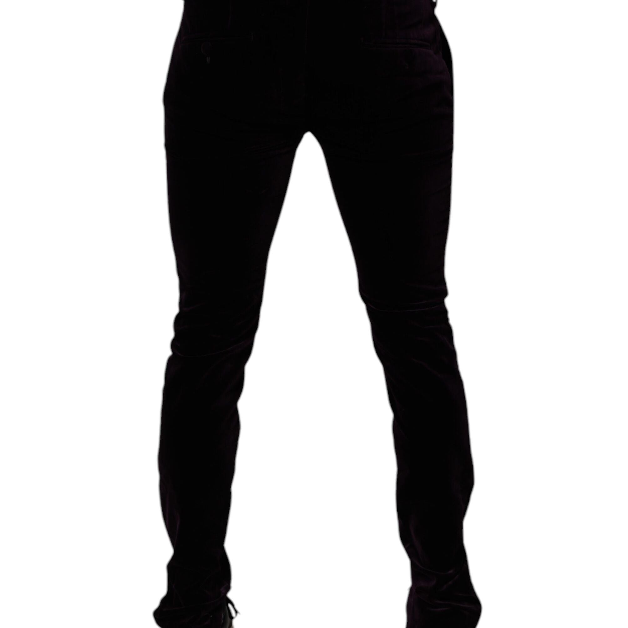 Dolce & Gabbana Violet Velvet Cotton Men Dress Formal Pants