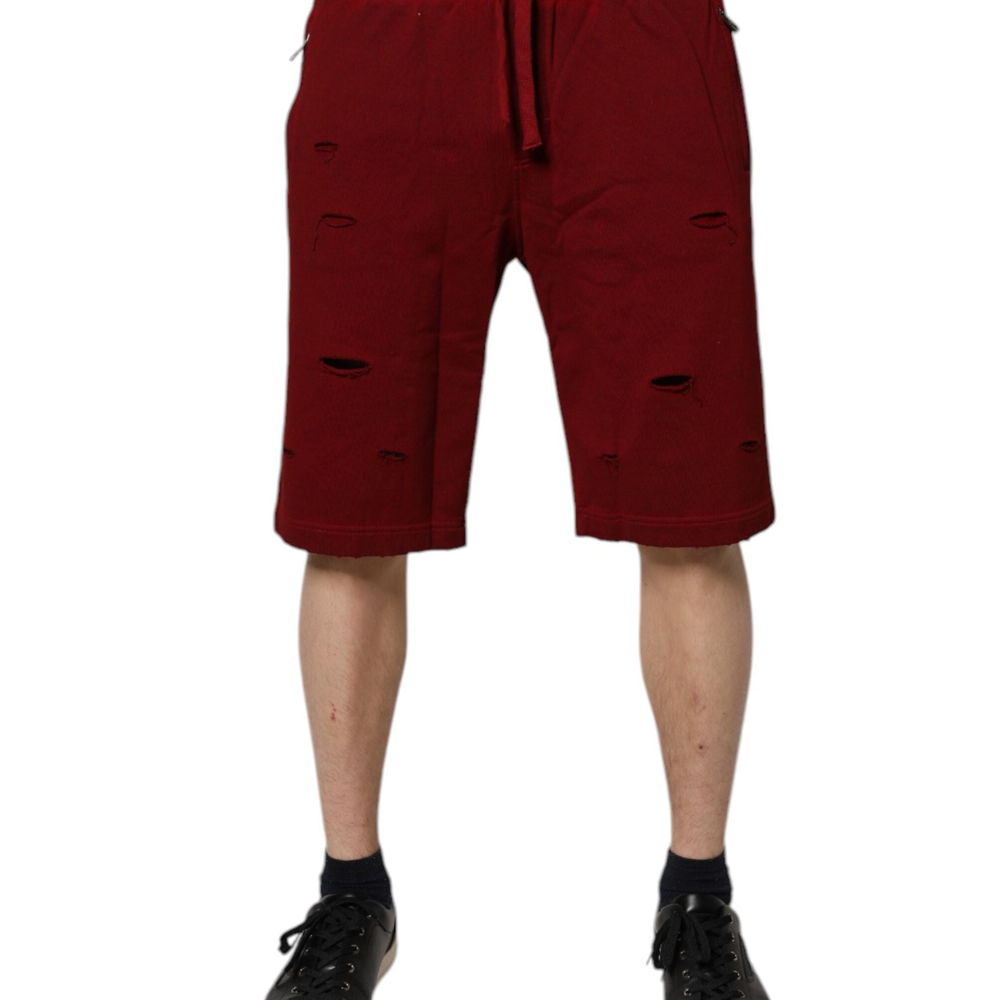 Dolce & Gabbana Maroon Rip Style Bermuda Sweatshorts Shorts