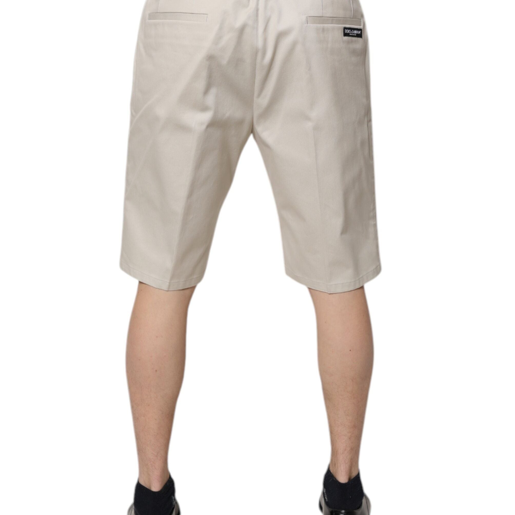 Dolce & Gabbana Beige Cotton Stretch Mid Waist Bermuda Shorts