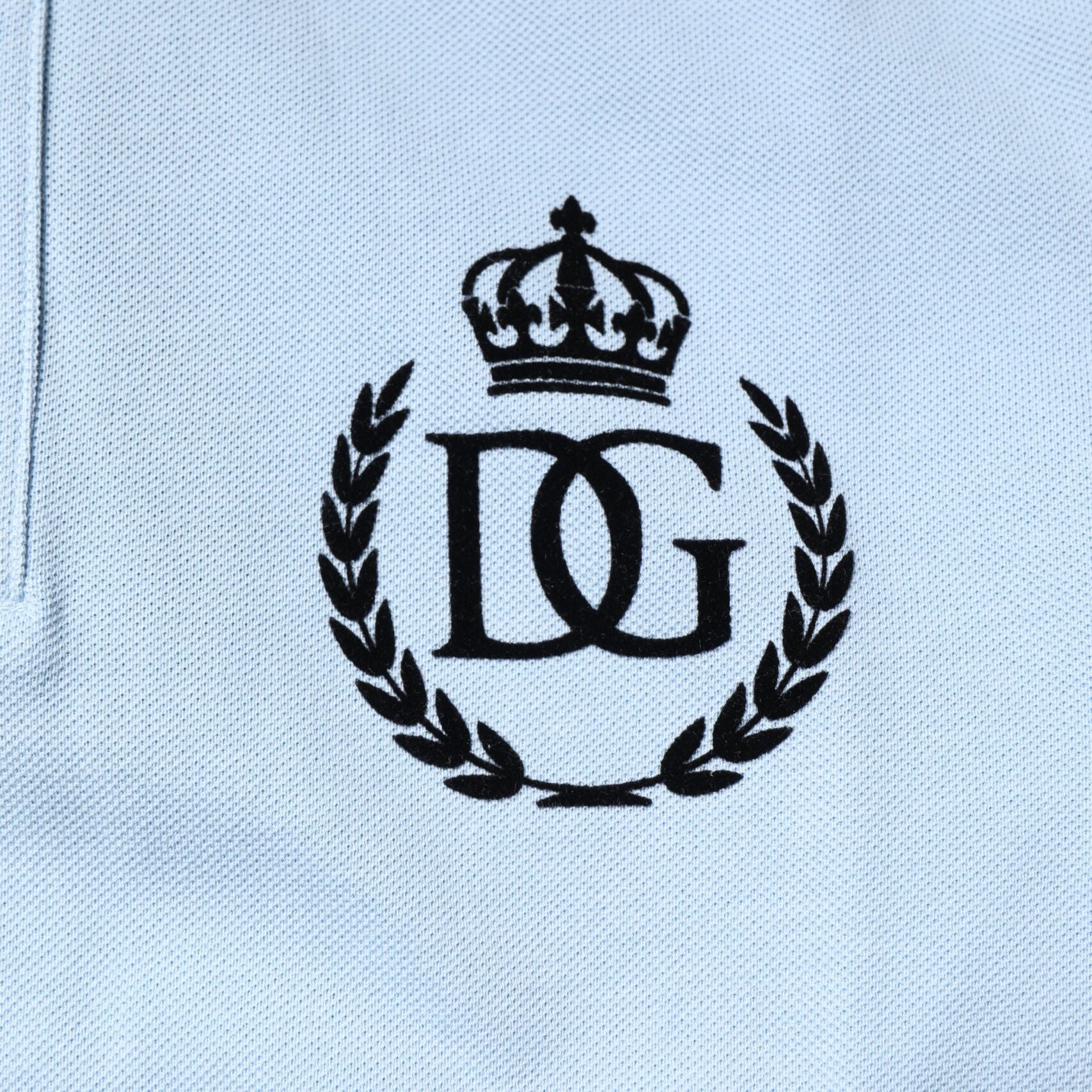 Dolce & Gabbana Sky Blue Cotton Crown Collared Polo T-shirt
