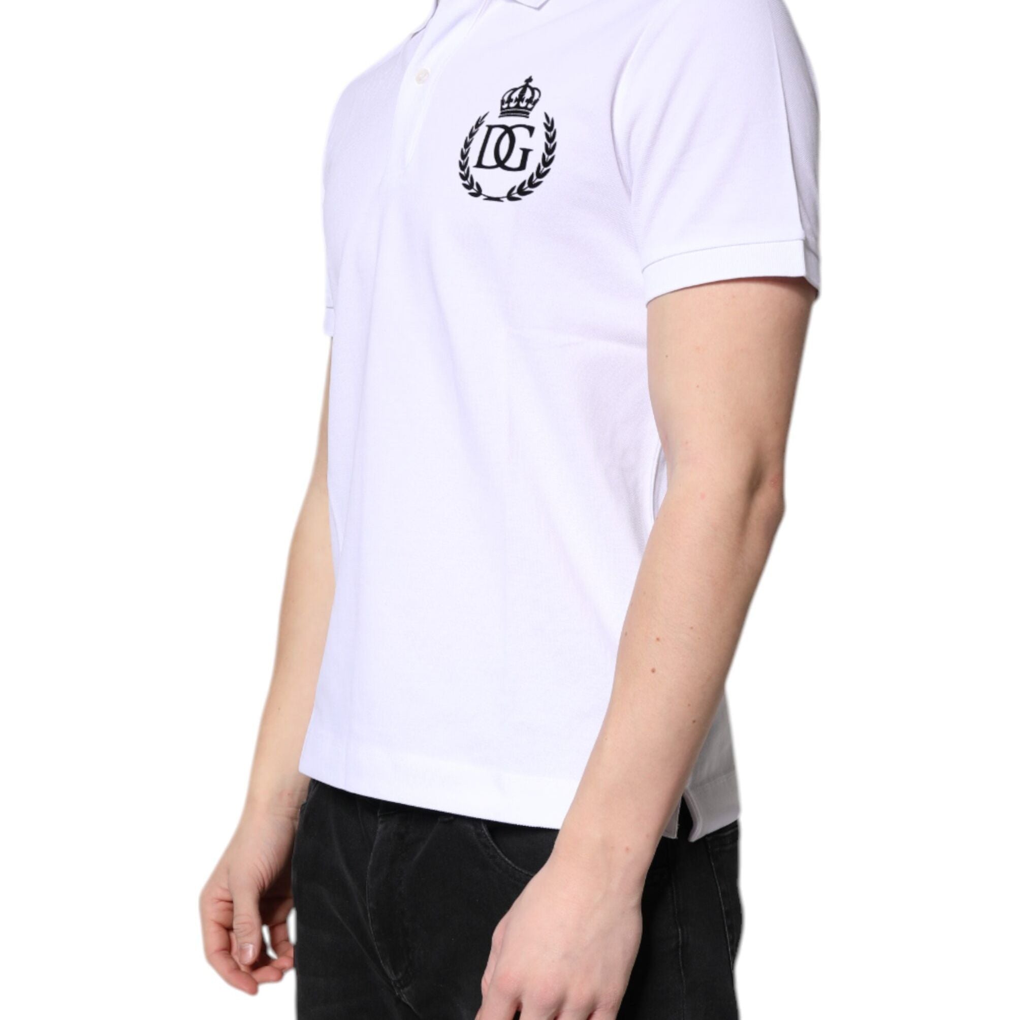 Dolce & Gabbana White Cotton Crown Collared Men Polo T-shirt