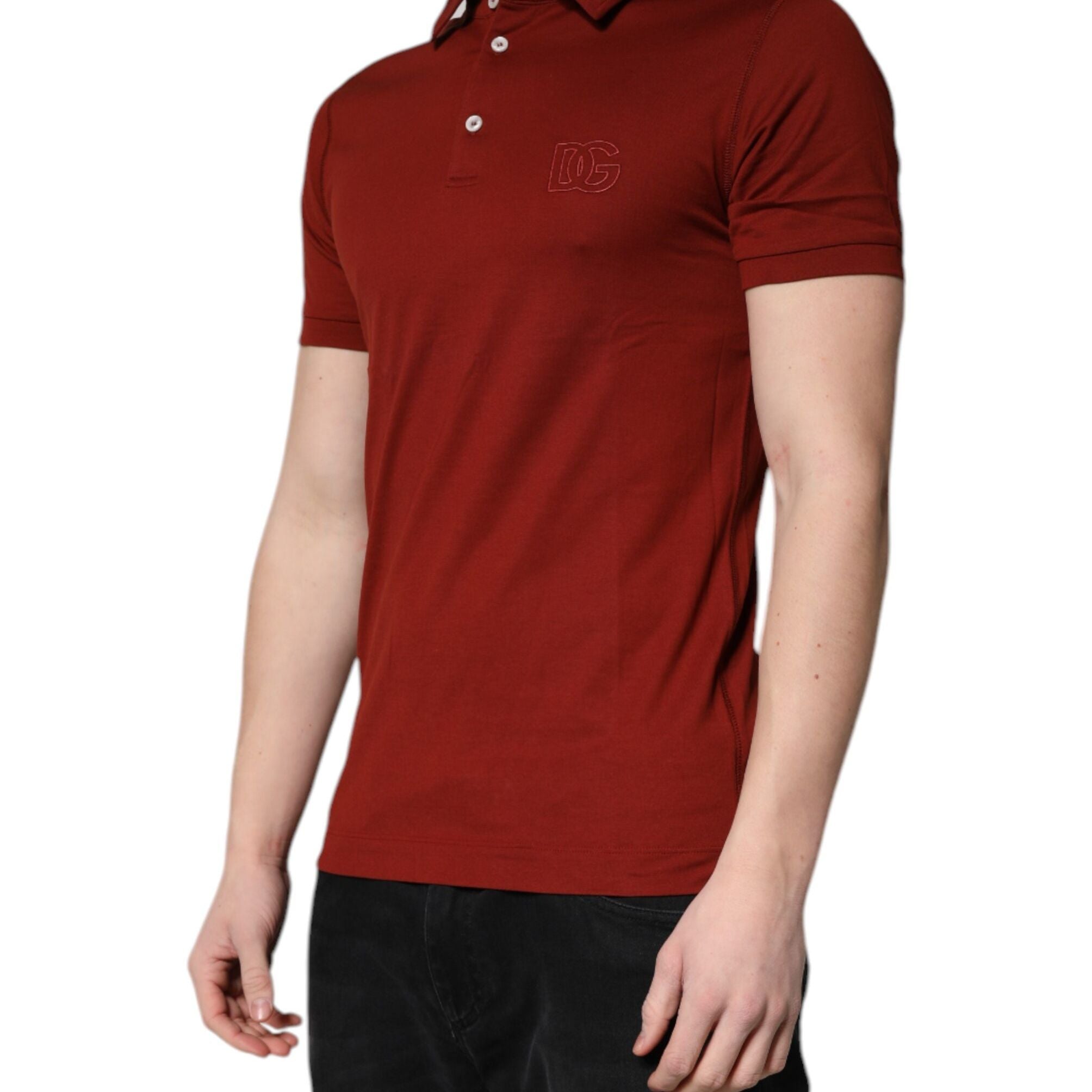 Dolce & Gabbana Red Cotton DG Logo Collared Men Polo T-shirt