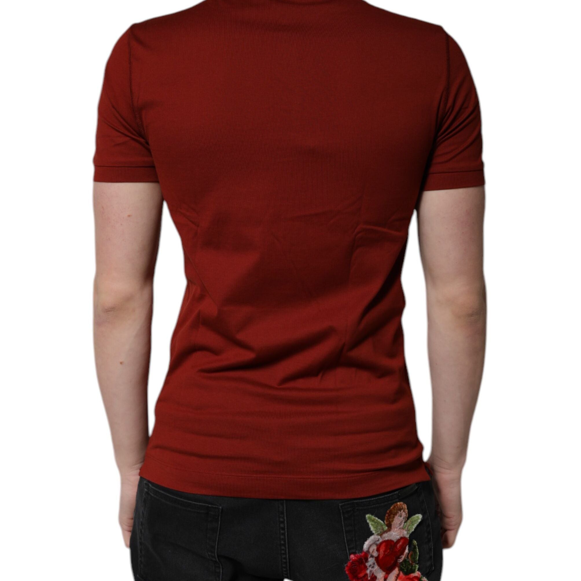 Dolce & Gabbana Red Cotton DG Logo Collared Men Polo T-shirt