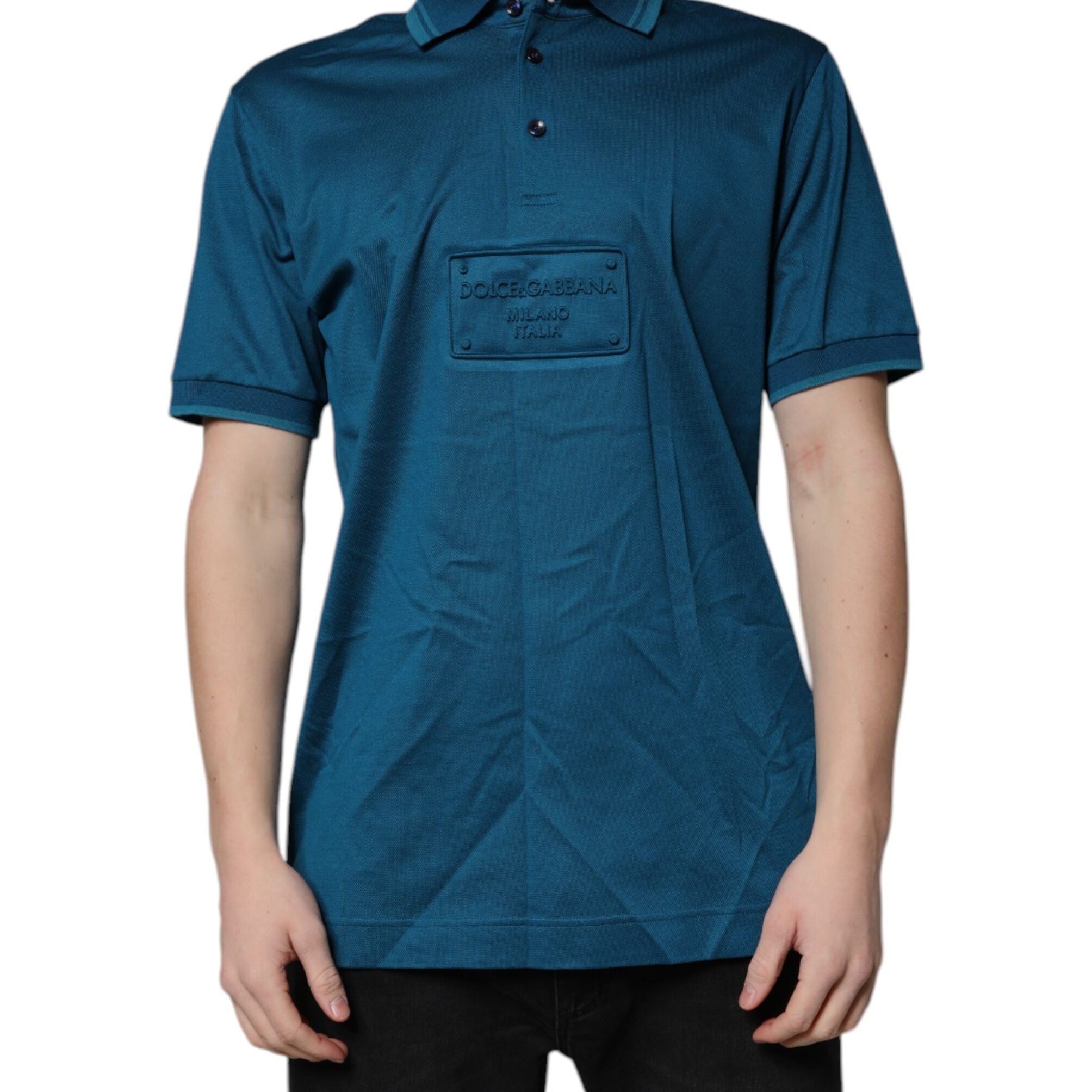 Dolce & Gabbana Blue Logo Cotton Men Polo Shirt T-shirt