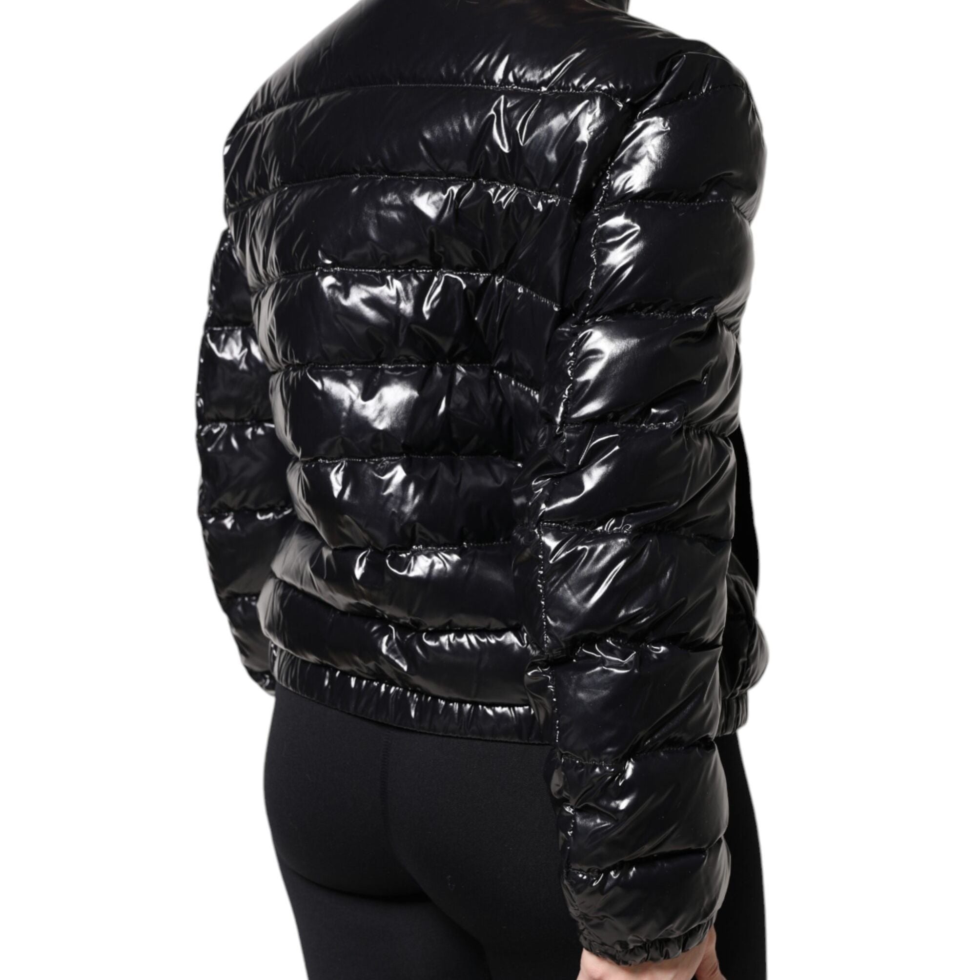Dolce & Gabbana Black Logo Plaque Full Zip Puffer Jacket