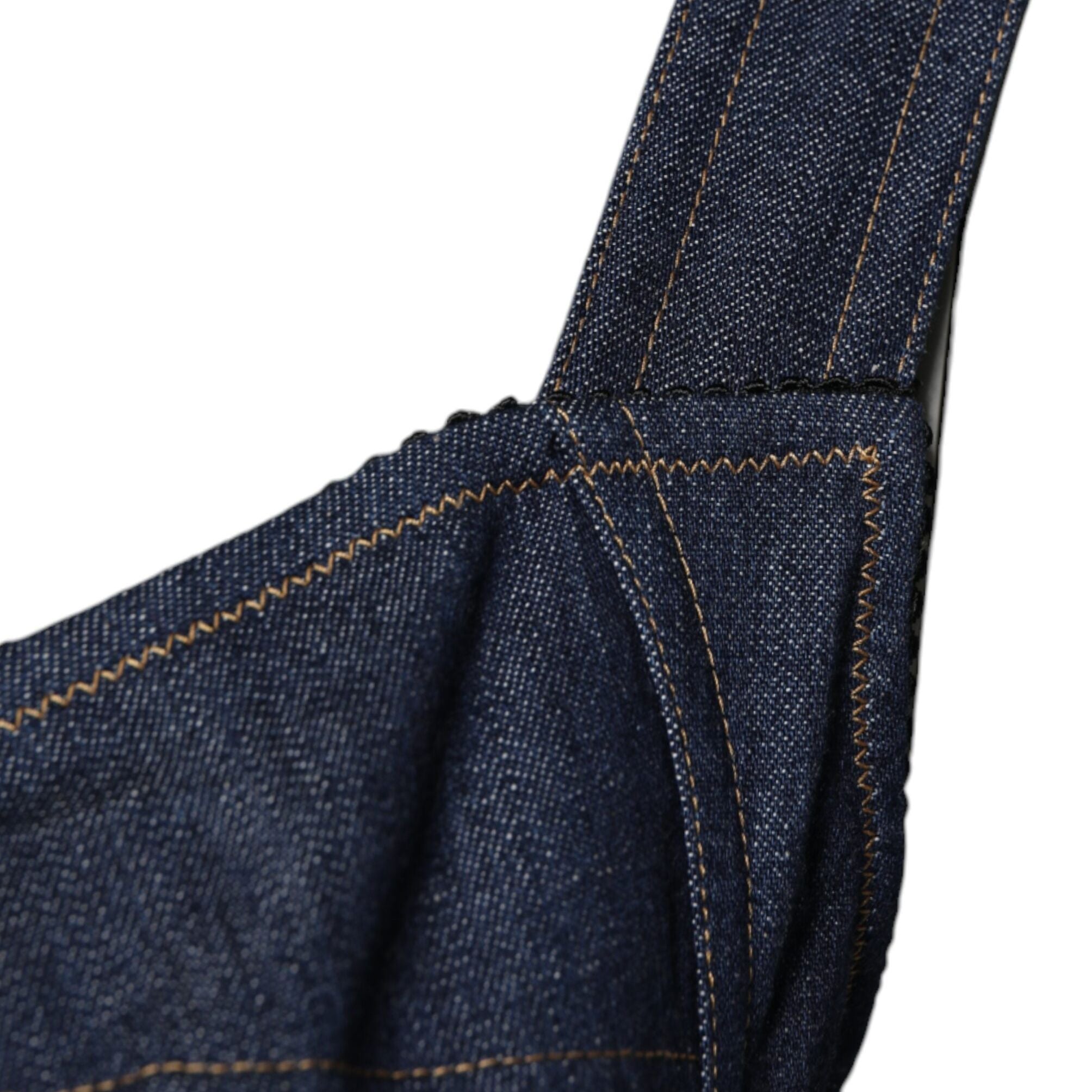 Dolce & Gabbana Blue Cotton Stretch Sleeveless Bodycon Denim Bodysuit