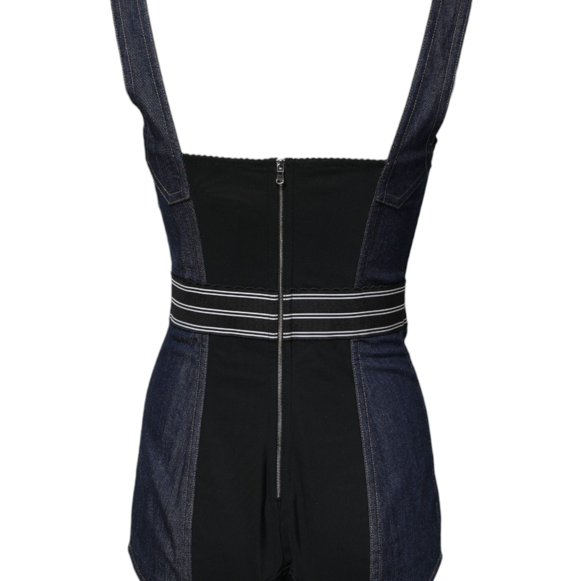 Dolce & Gabbana Blue Cotton Stretch Sleeveless Bodycon Denim Bodysuit