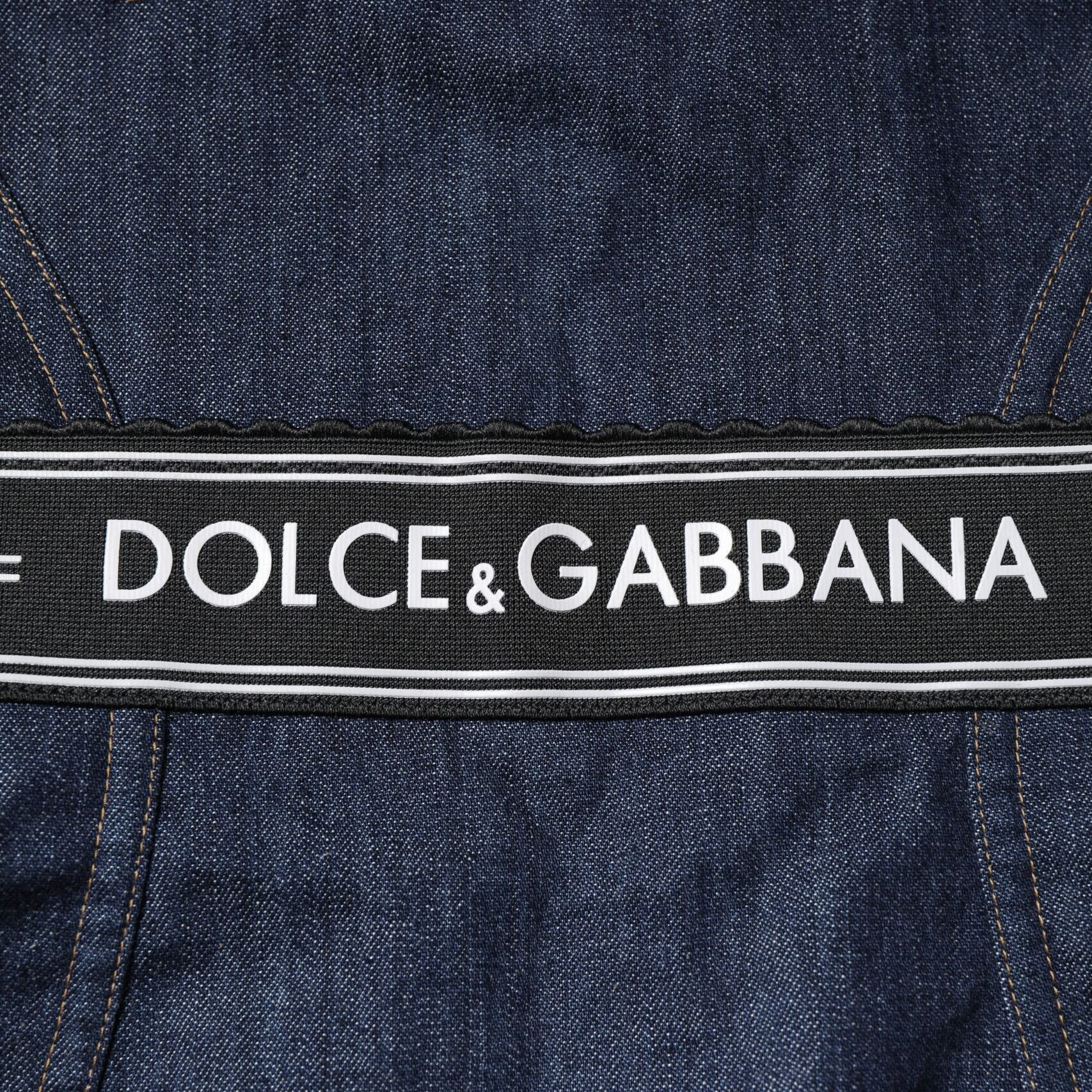 Dolce & Gabbana Blue Cotton Stretch Sleeveless Bodycon Denim Bodysuit