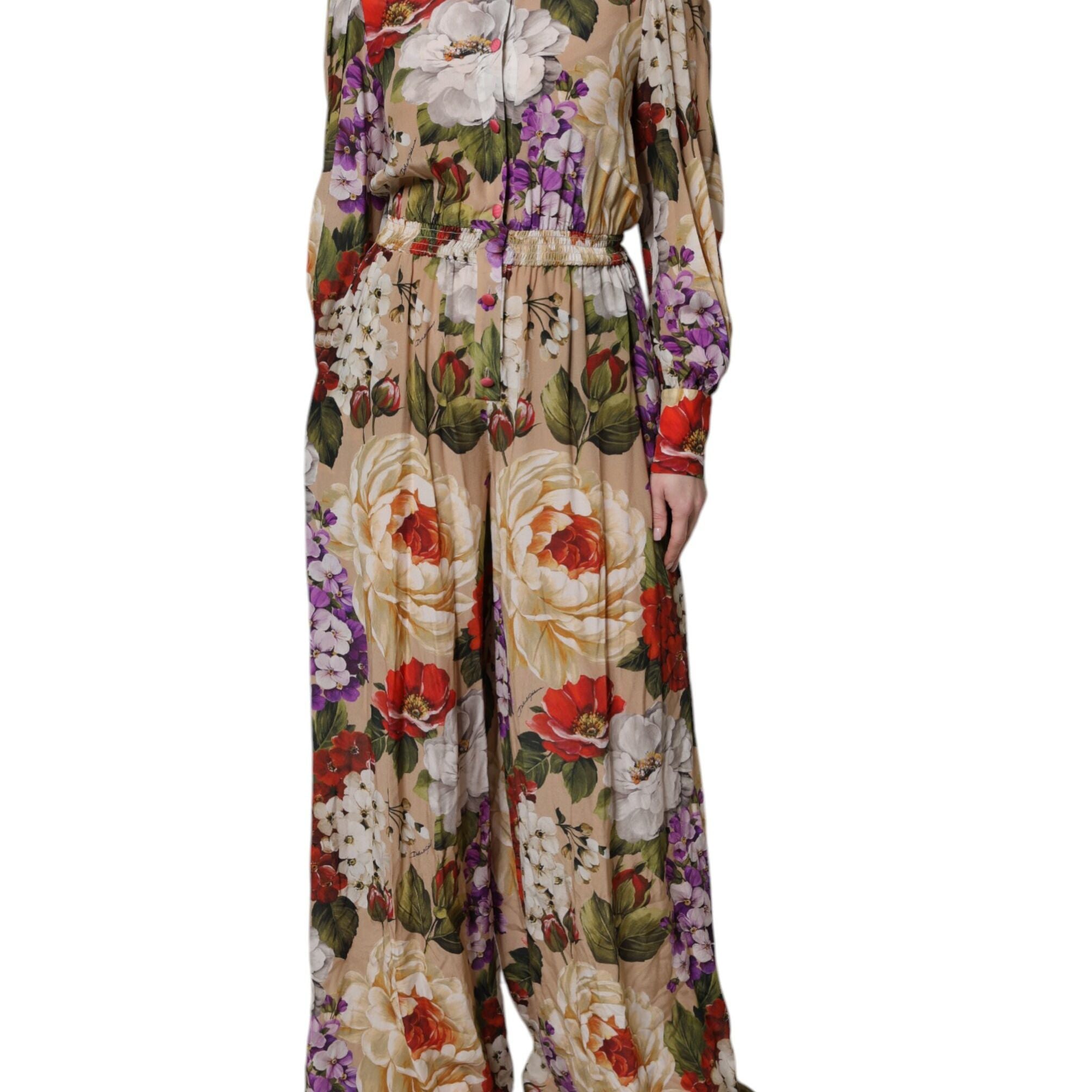 Dolce & Gabbana Multicolor Floral Wide Leg Jumpsuit Dress