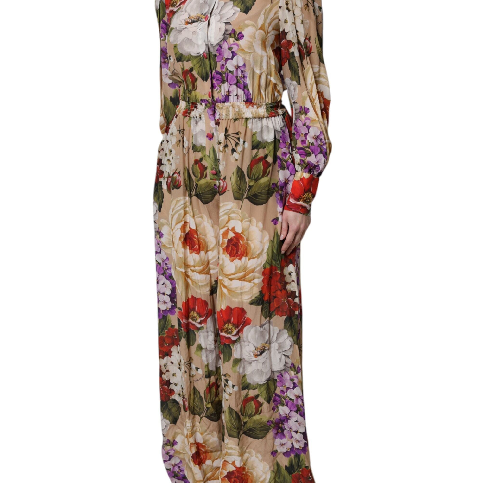 Dolce & Gabbana Multicolor Floral Wide Leg Jumpsuit Dress