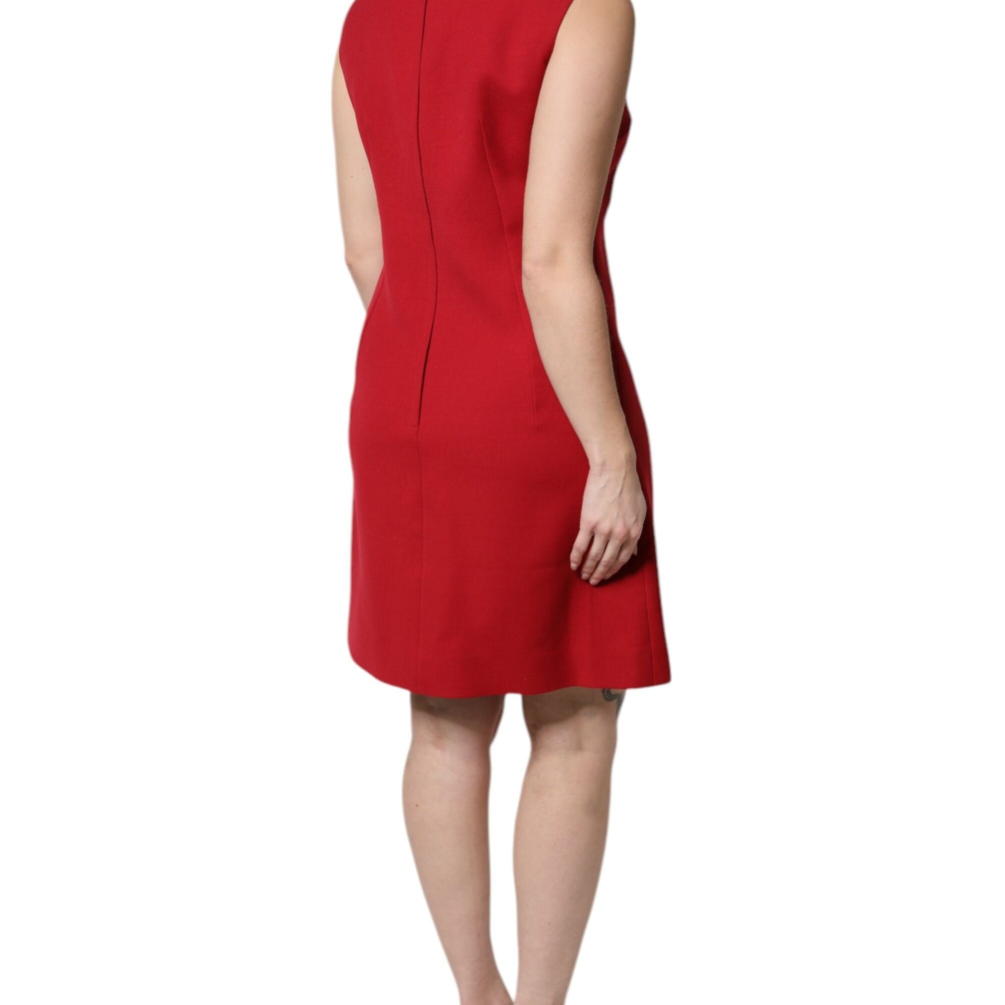 Dolce & Gabbana Red Wool Sleeveless Knee Length A-line Dress