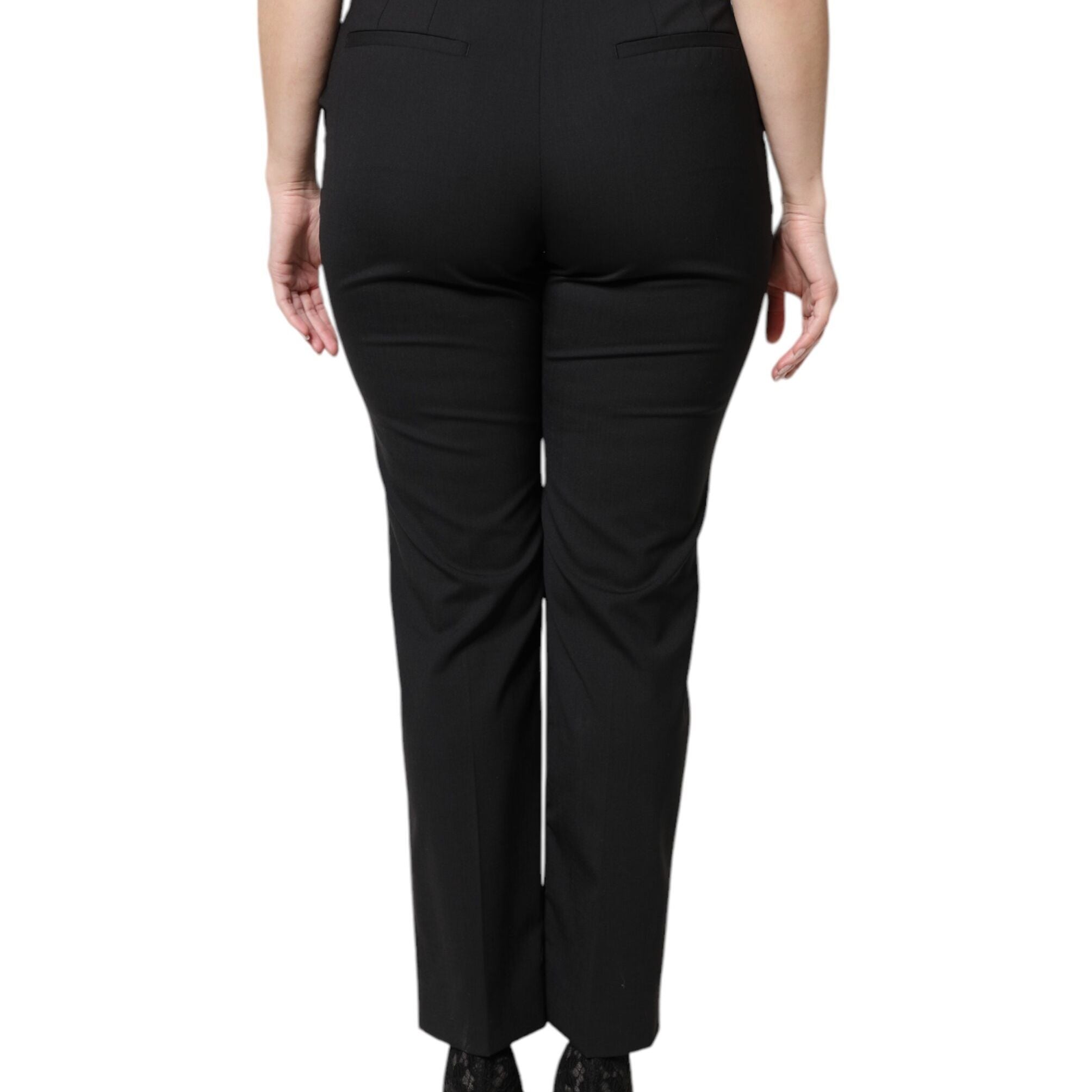 Dolce & Gabbana Black Polyester High Waist Dress Pants