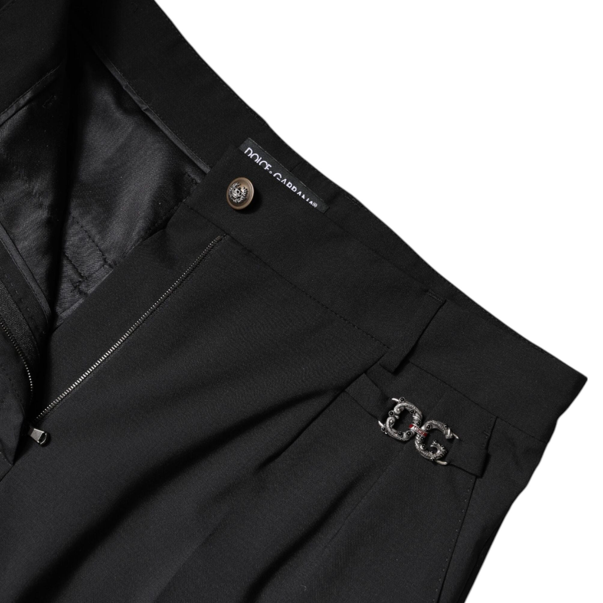 Dolce & Gabbana Black Polyester High Waist Dress Pants