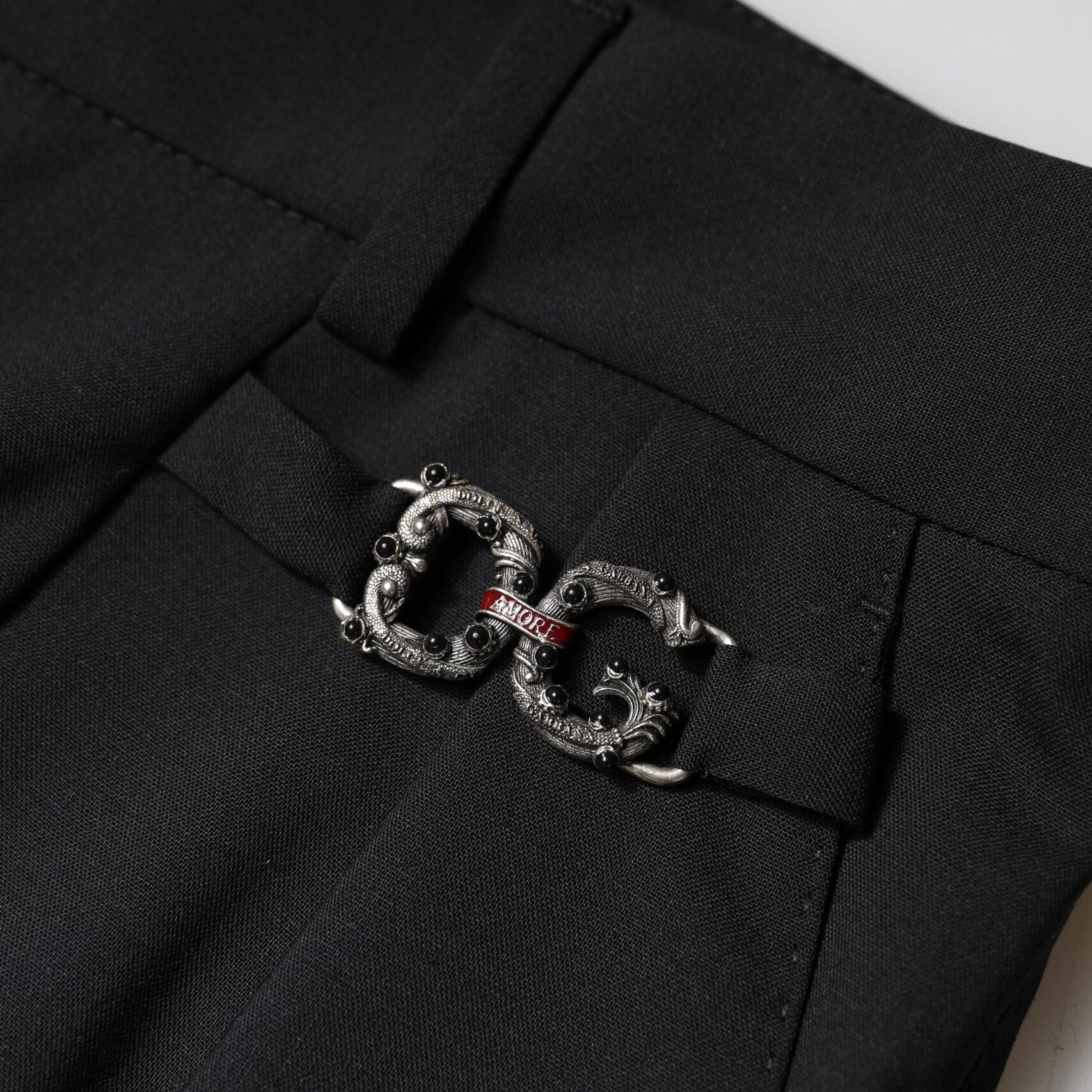 Dolce & Gabbana Black Polyester High Waist Dress Pants