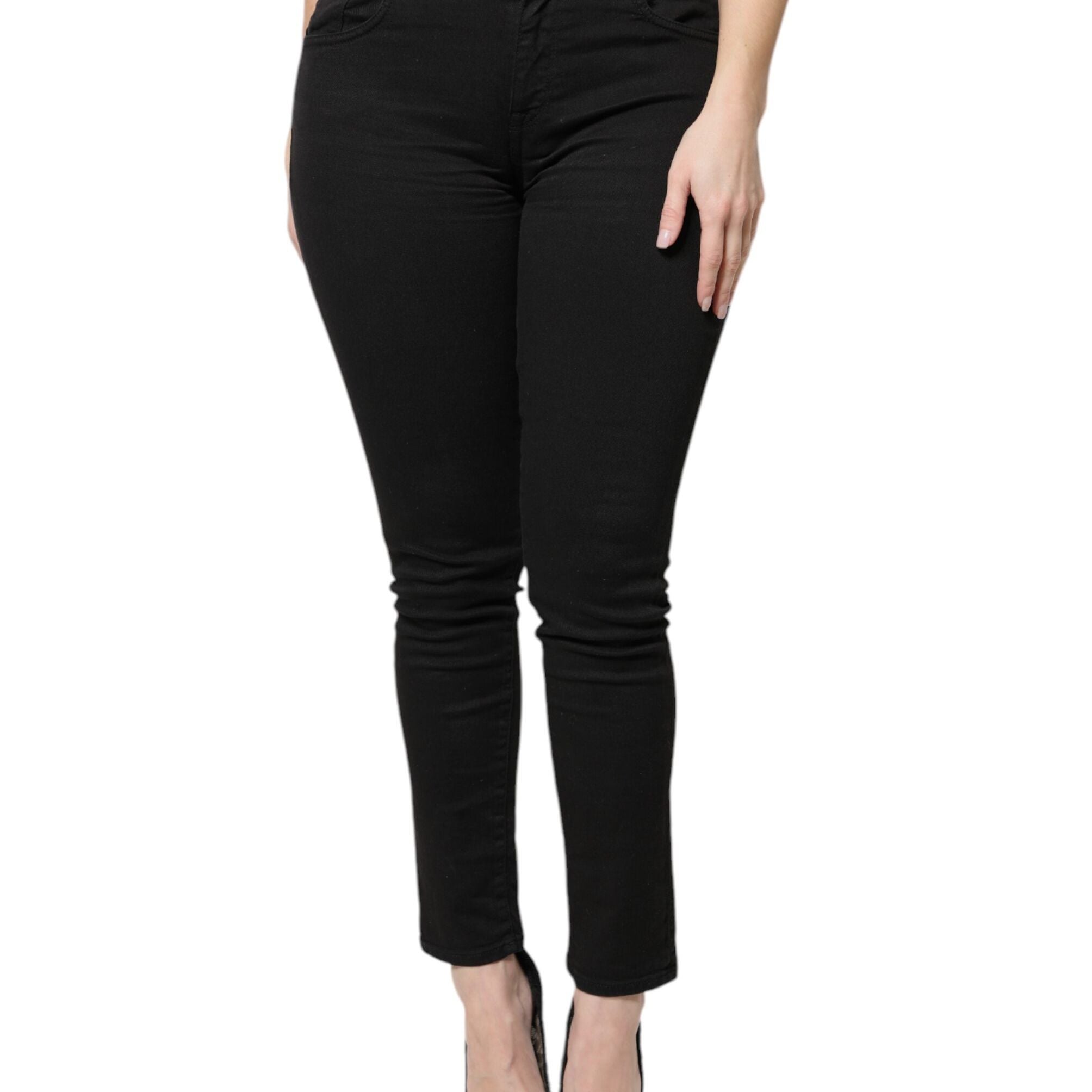 Dolce & Gabbana Black Cotton High Waist Skinny Denim Jeans