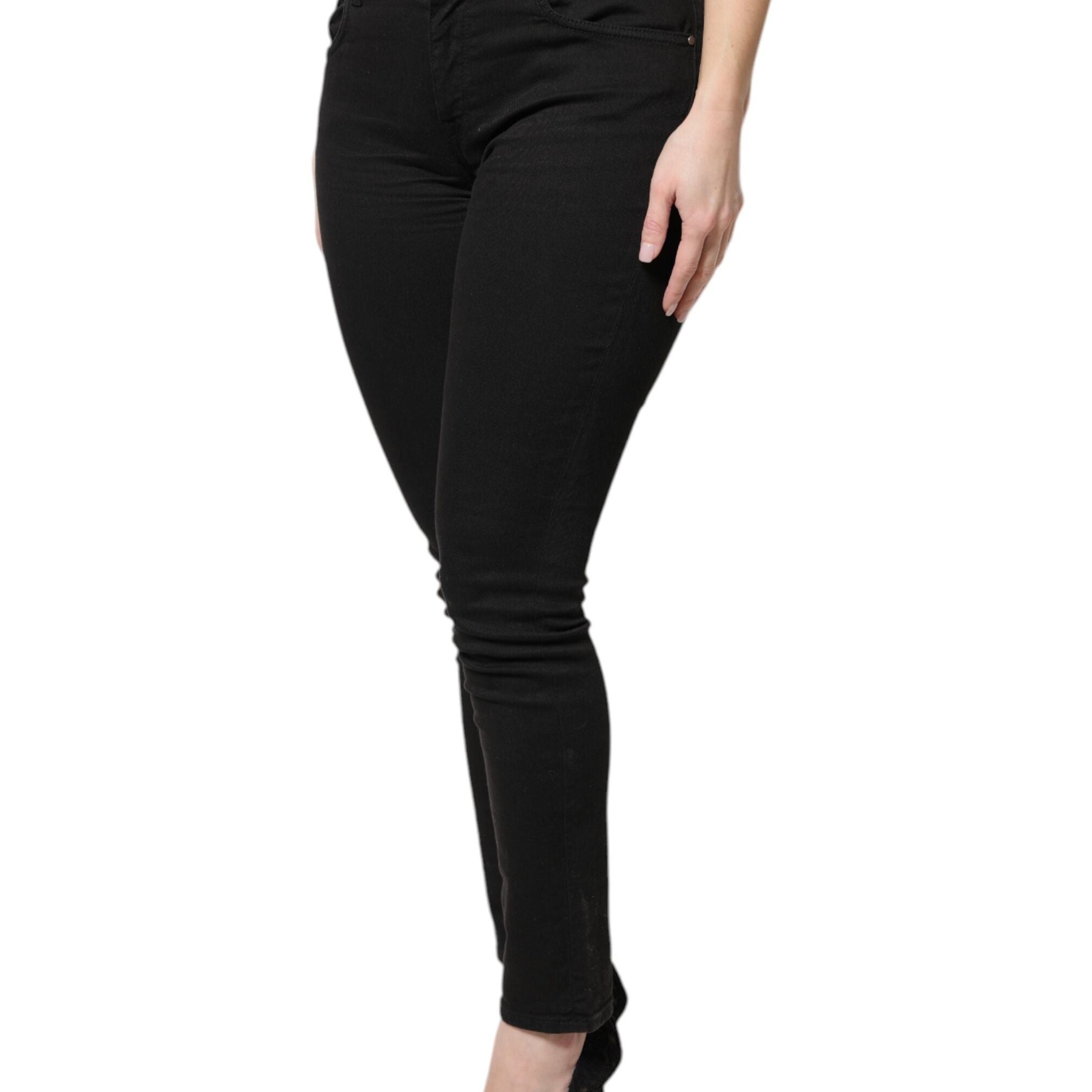 Dolce & Gabbana Black Cotton High Waist Skinny Denim Jeans