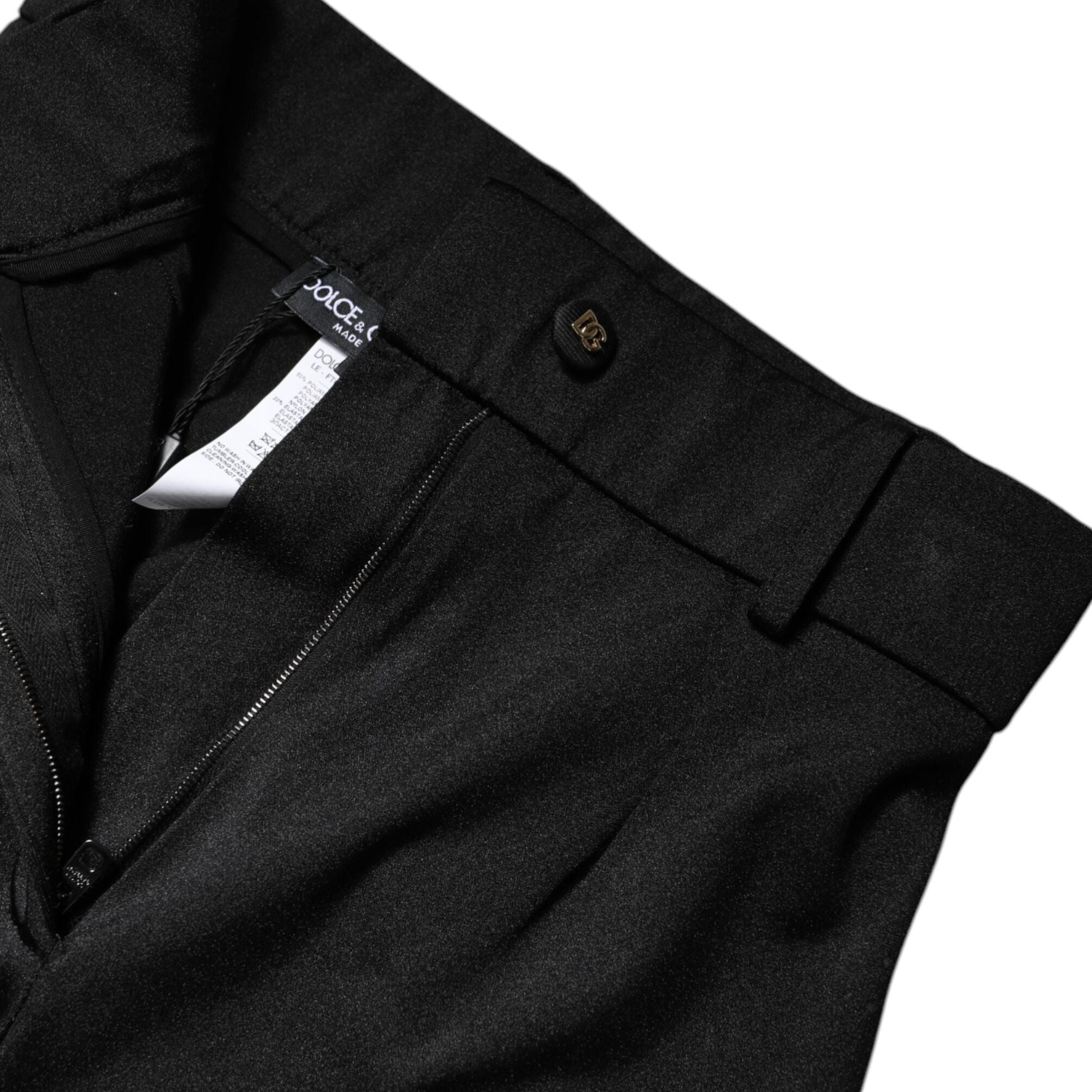 Dolce & Gabbana Black Nylon High Waist Slim Fit Pants