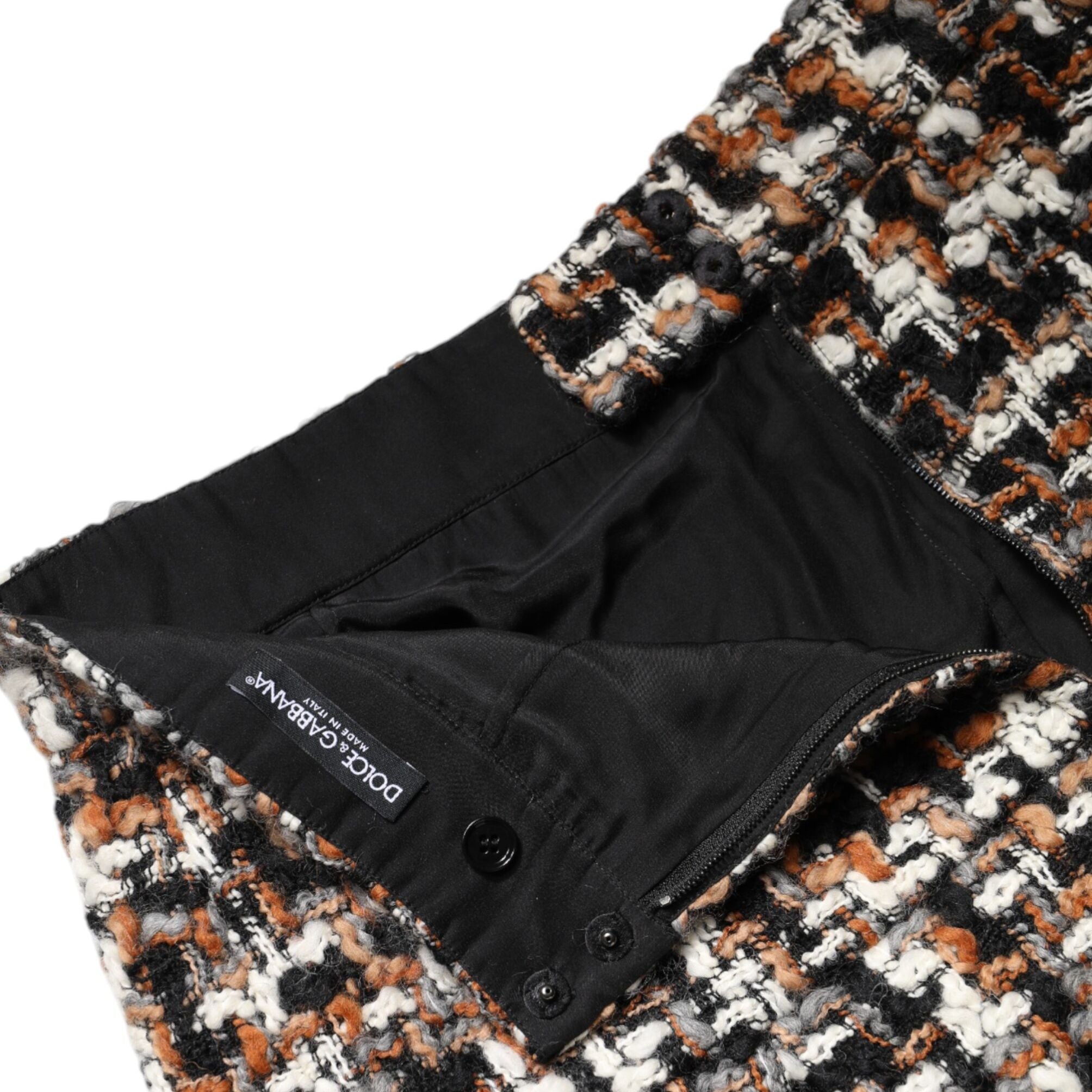 Dolce & Gabbana Multicolor High Waist Tartan Tweed Mini Skirt
