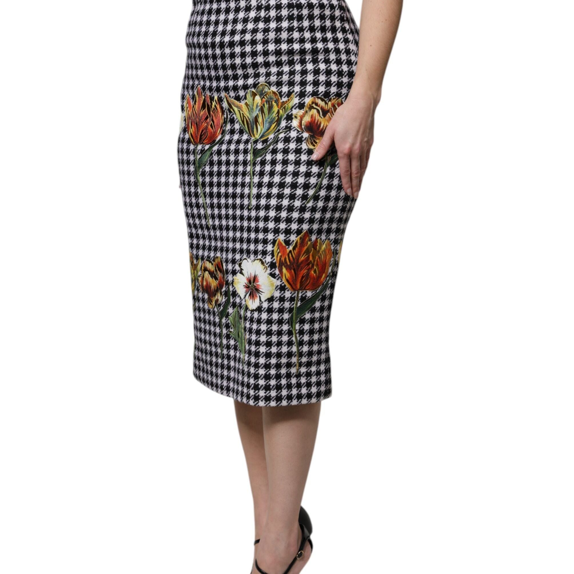 Dolce & Gabbana Multicolor Floral Print High Waist Pencil Cut Skirt