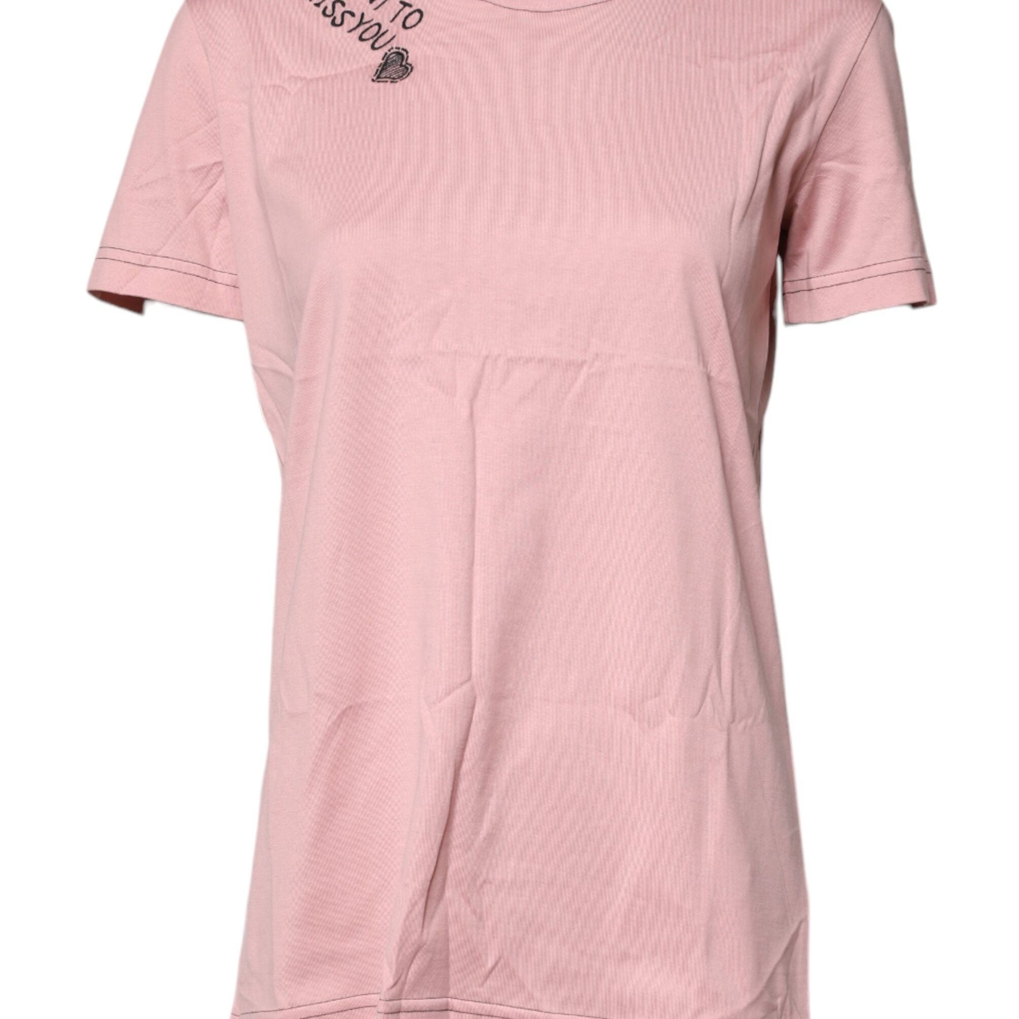Dolce & Gabbana Pink Logo Print Cotton Crew Neck T-shirt