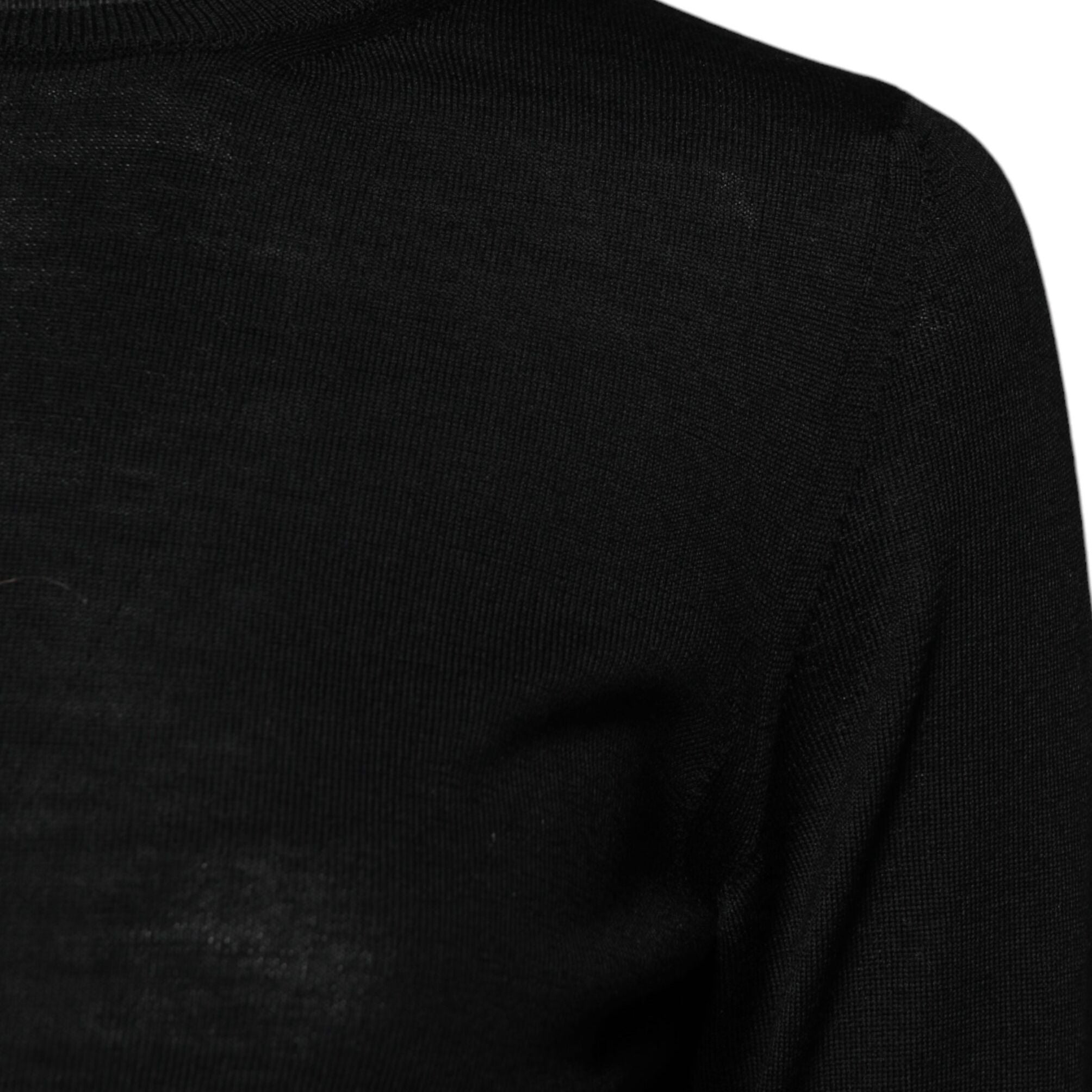 Dolce & Gabbana Black Wool Knit Crew Neck Pullover Sweater