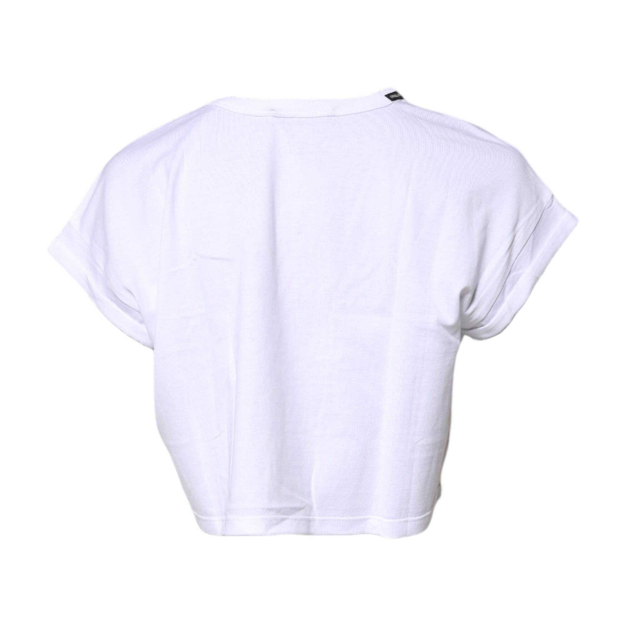 Dolce & Gabbana White Cotton Crew Neck Cropped T-shirt Top