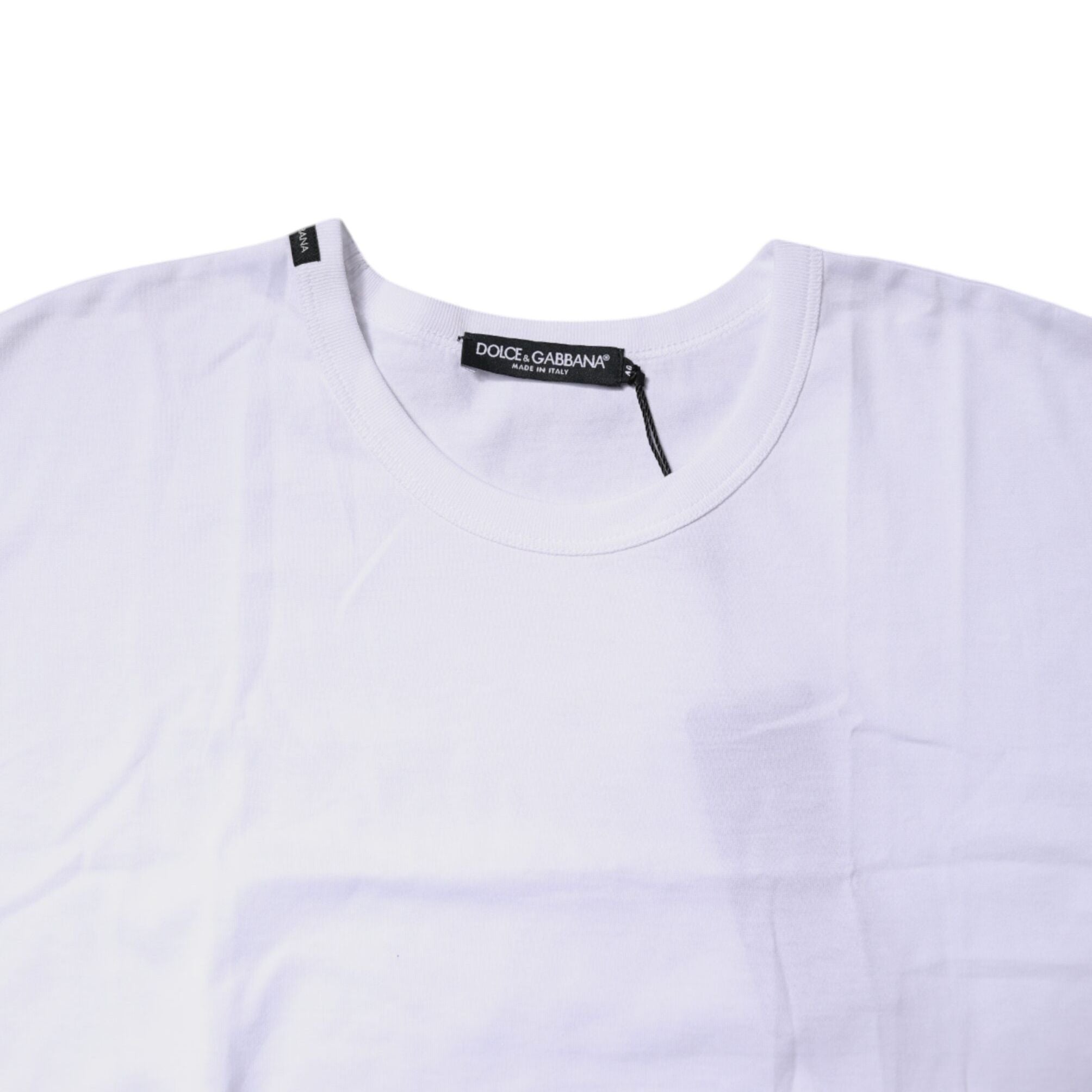 Dolce & Gabbana White Cotton Crew Neck Cropped T-shirt Top