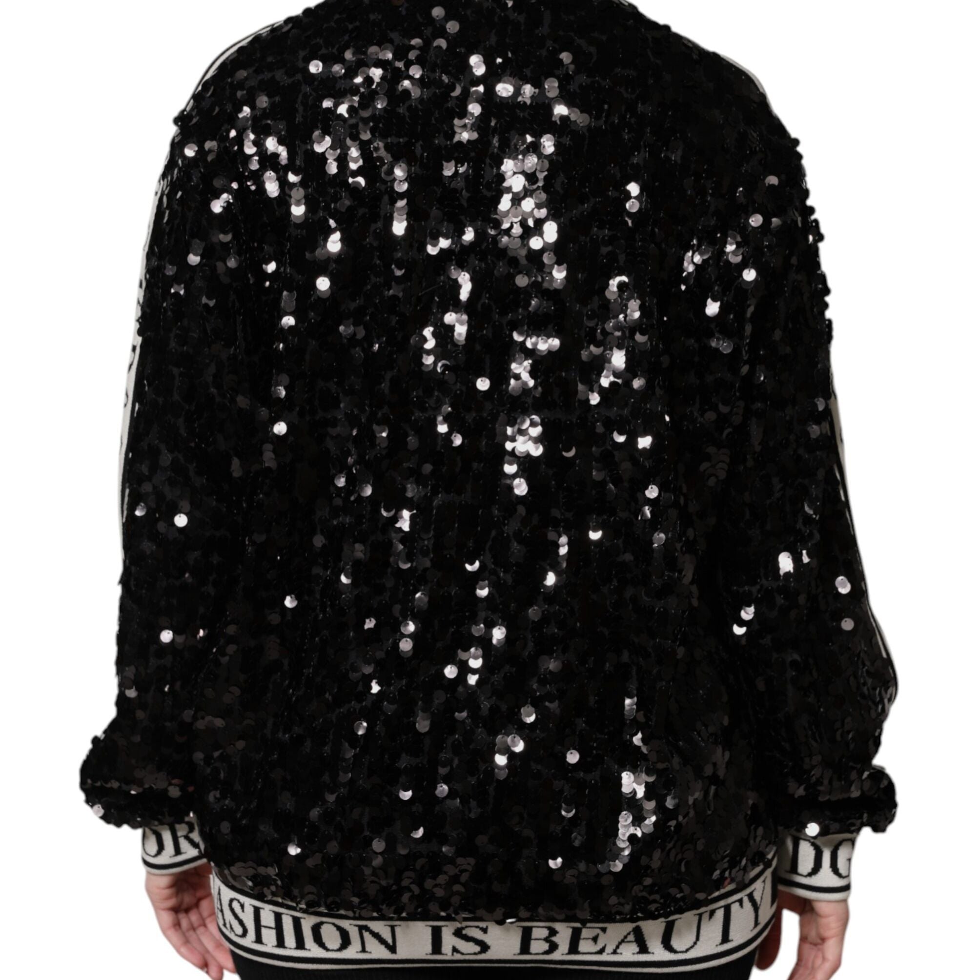 Dolce & Gabbana Black DG Queen Sequin Pullover Sweater