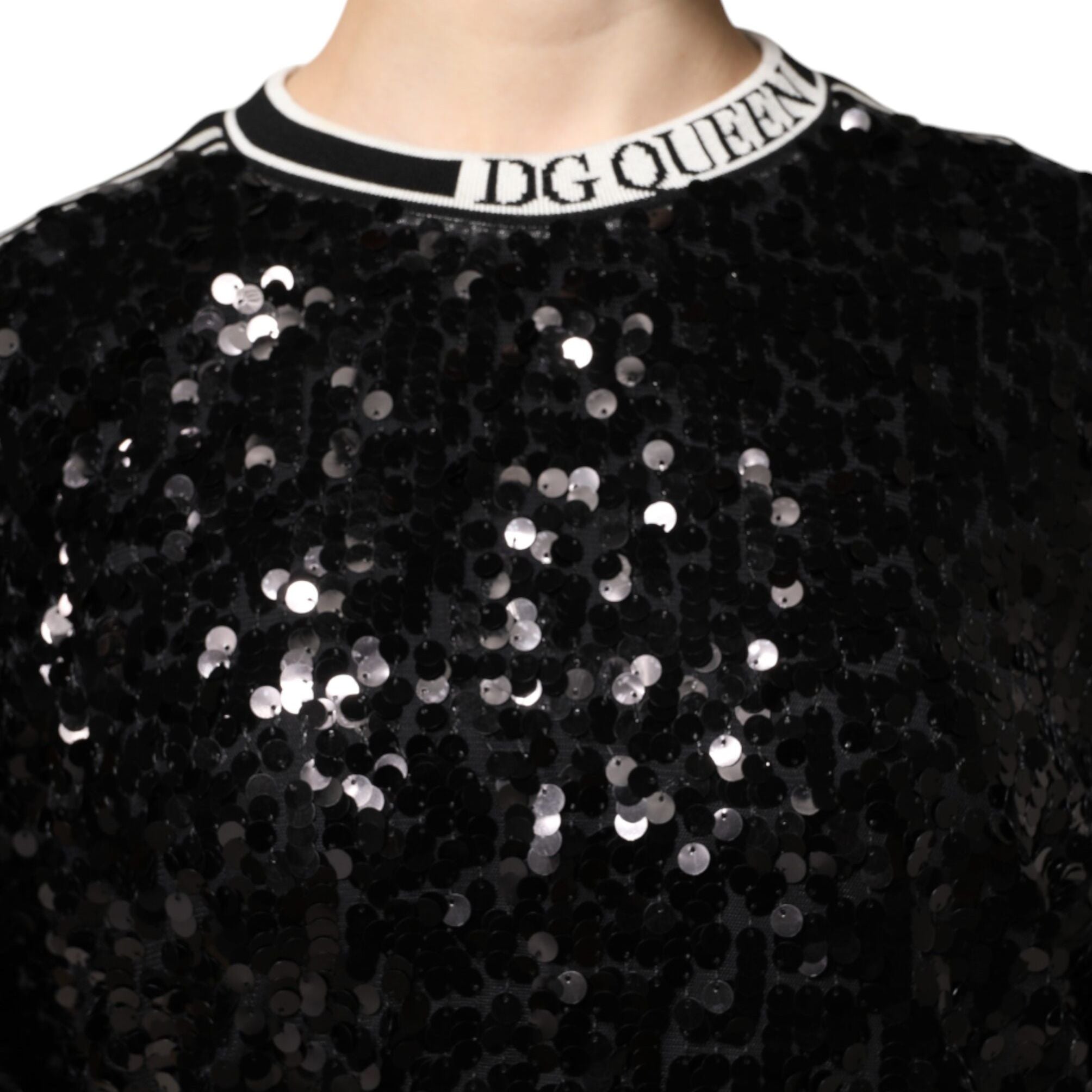 Dolce & Gabbana Black DG Queen Sequin Pullover Sweater