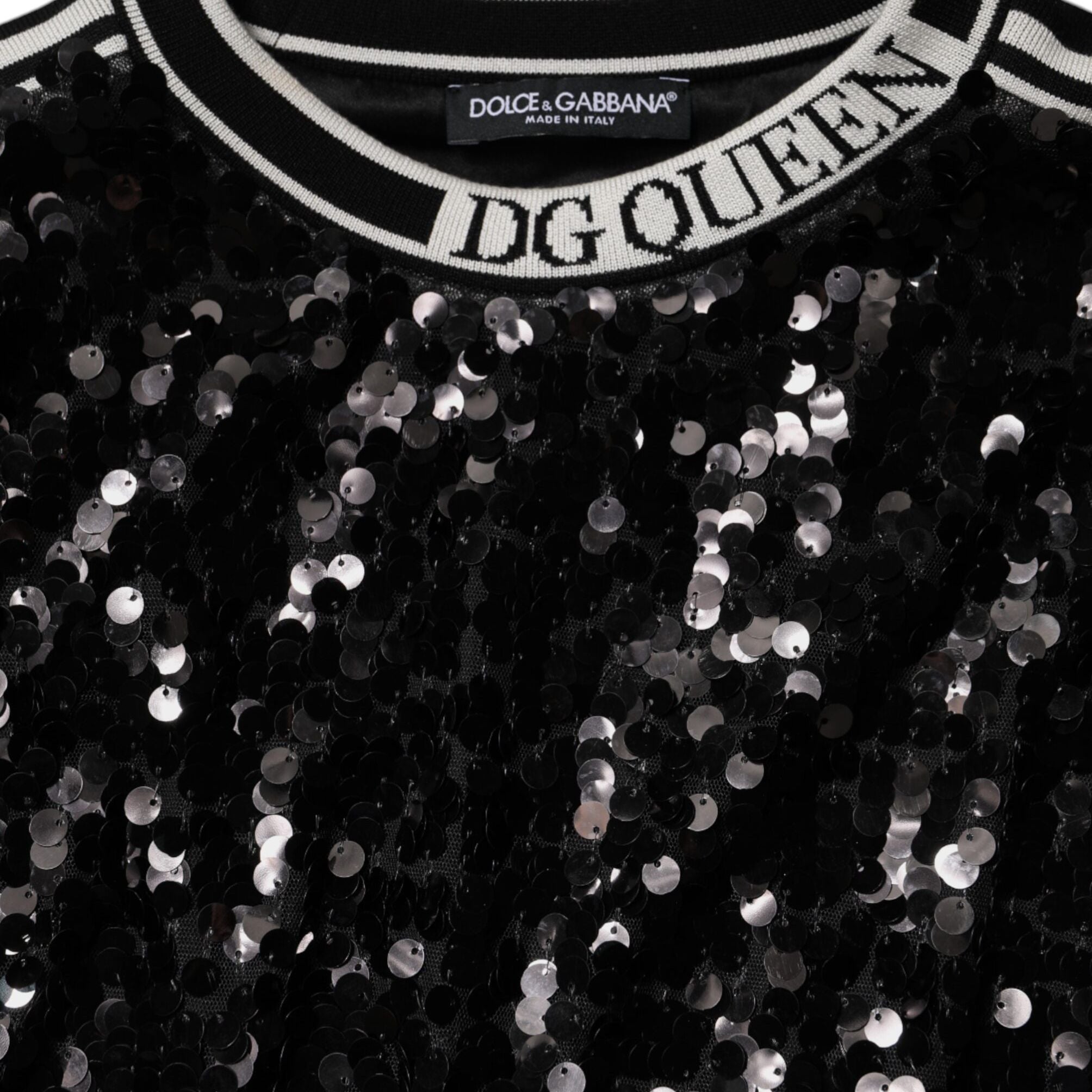 Dolce & Gabbana Black DG Queen Sequin Pullover Sweater