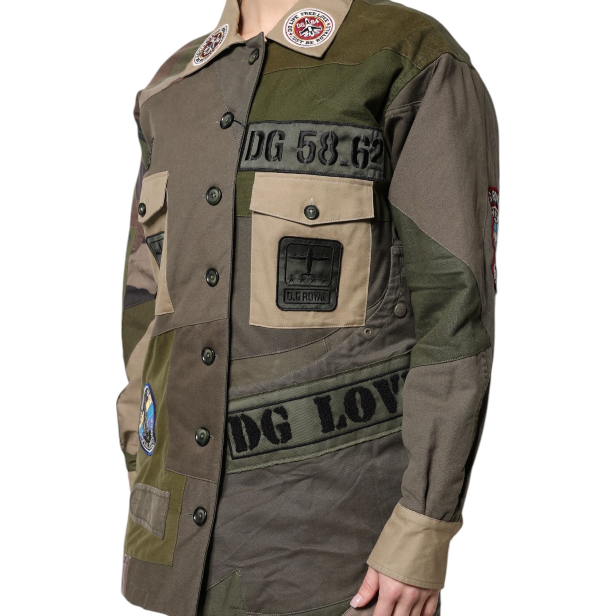 Dolce & Gabbana Military Green Cotton Button Down Jacket